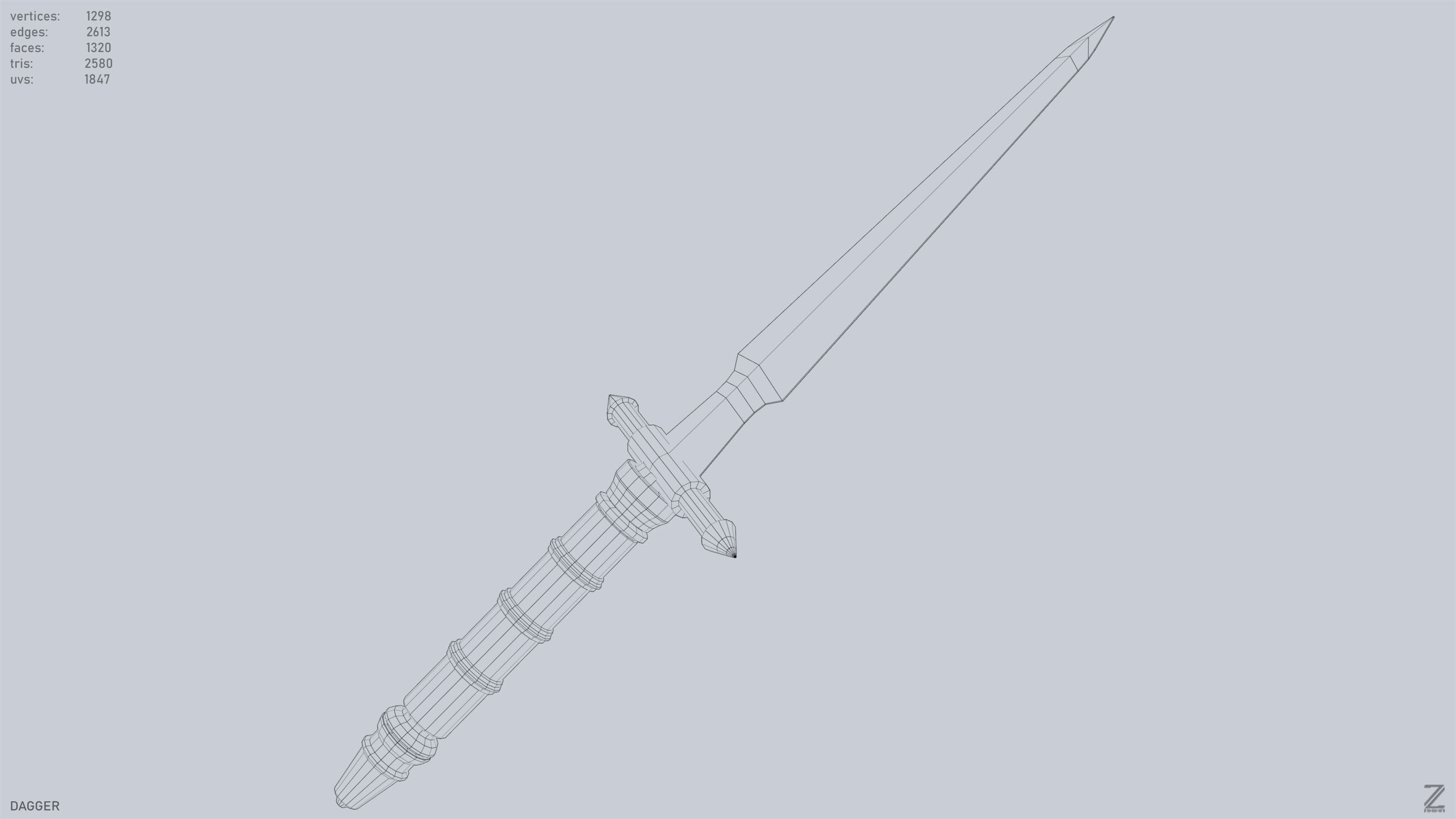 Dagger Low-poly 3D model_15