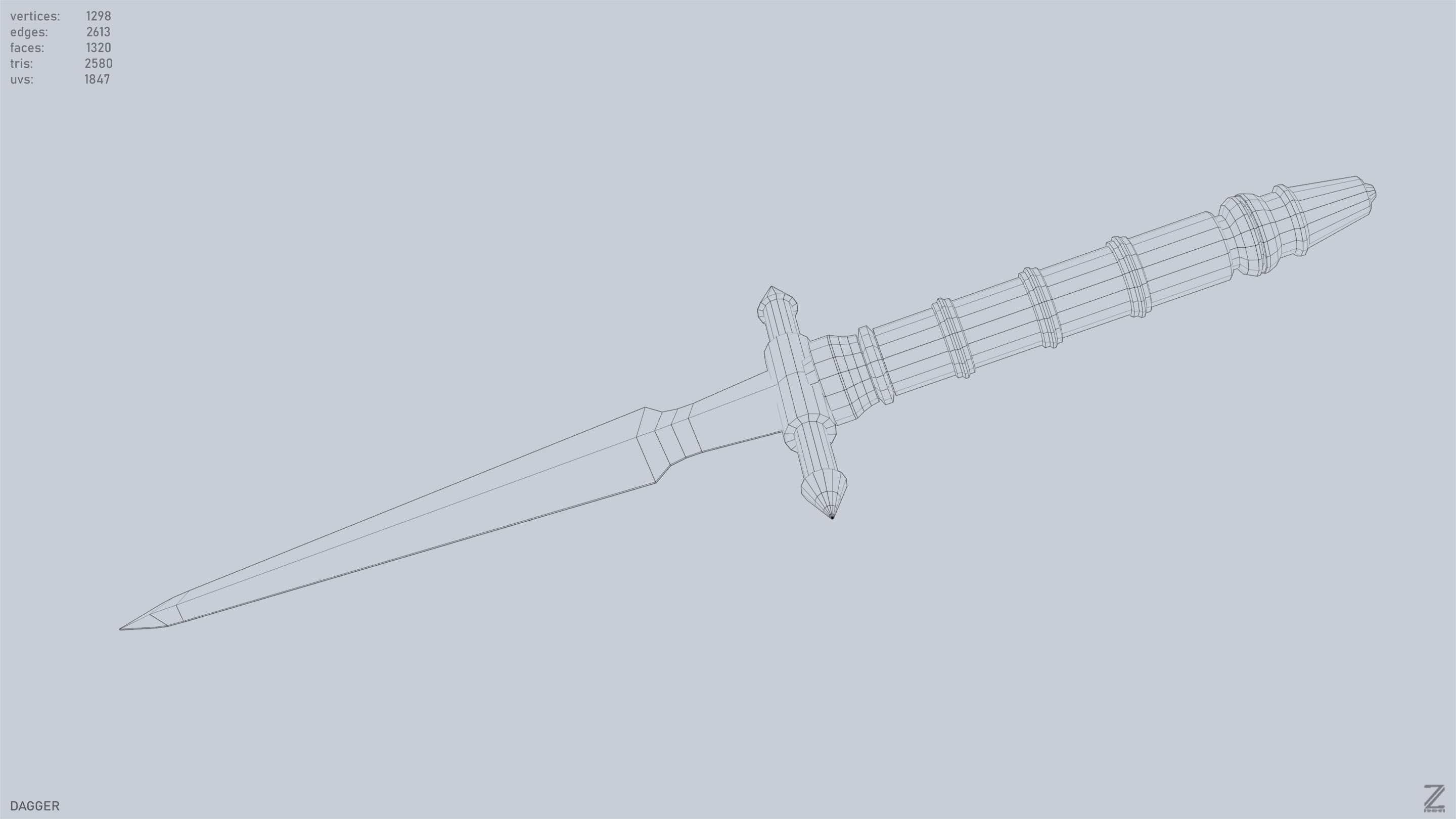 Dagger Low-poly 3D model_13