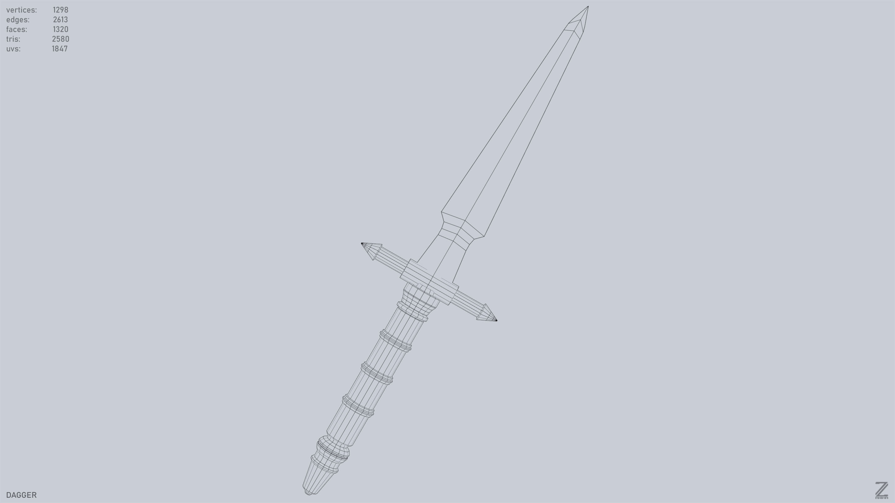 Dagger Low-poly 3D model_12