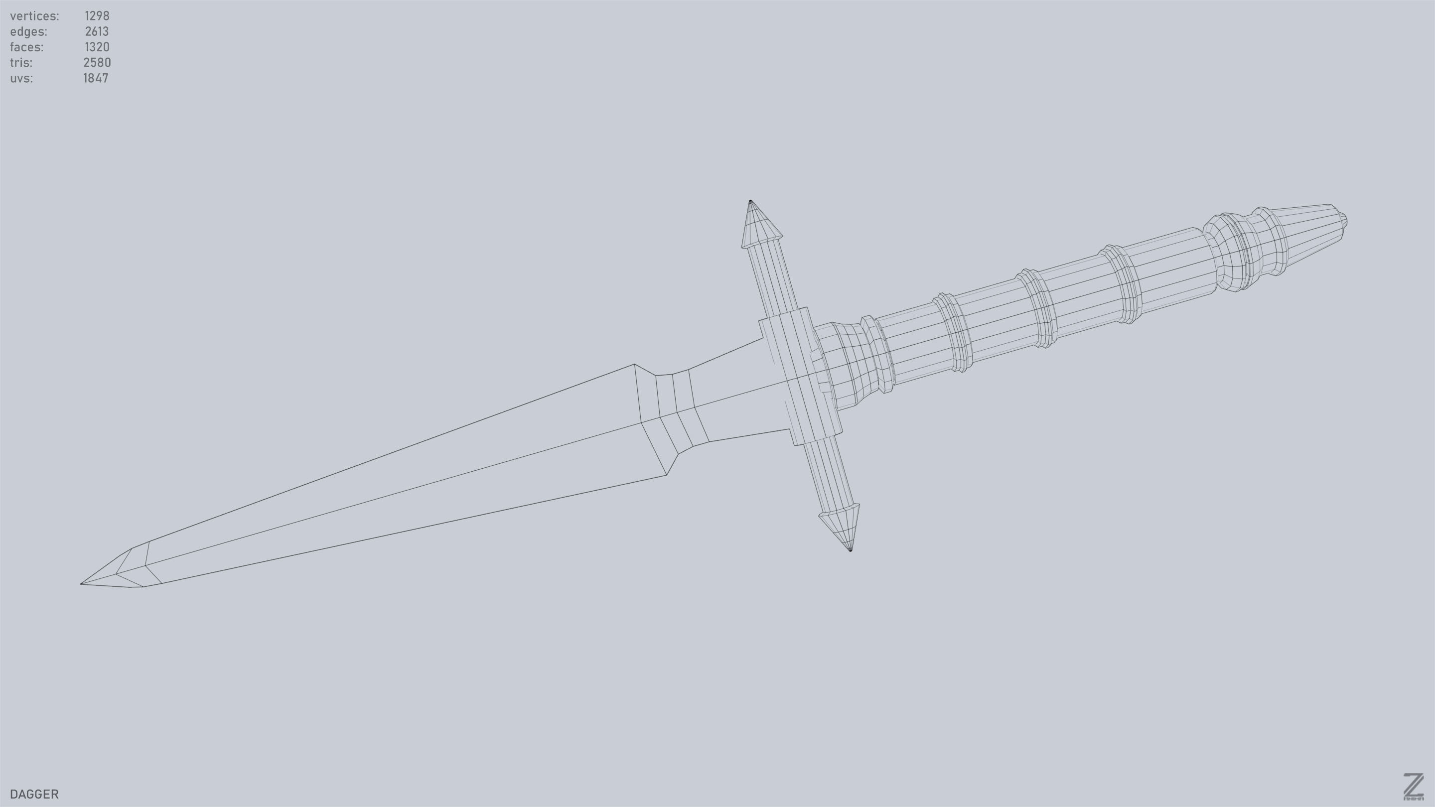 Dagger Low-poly 3D model_11