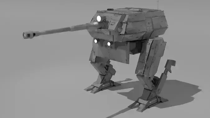 Destroyer Mech Walker with RIG and LOWPOLY Winter Camo Low-poly 3D model