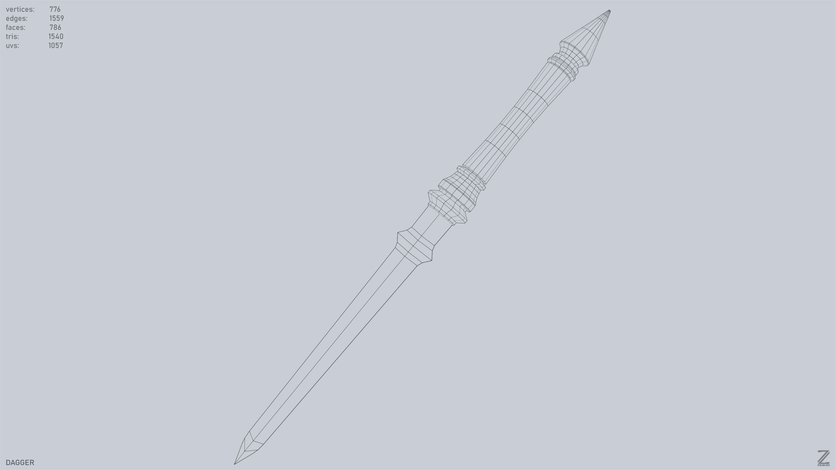 Dagger Low-poly 3D model_15