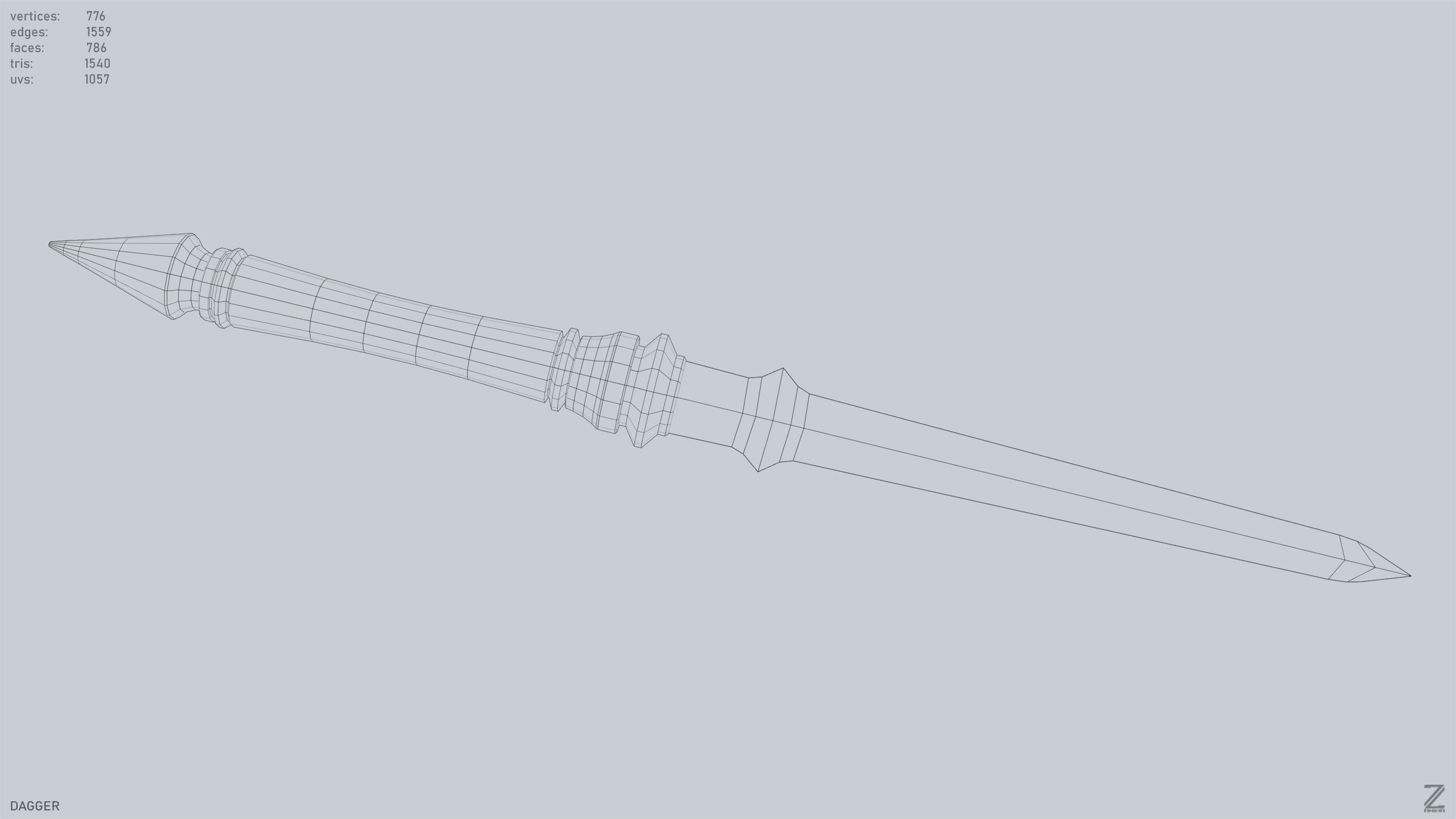 Dagger Low-poly 3D model_12