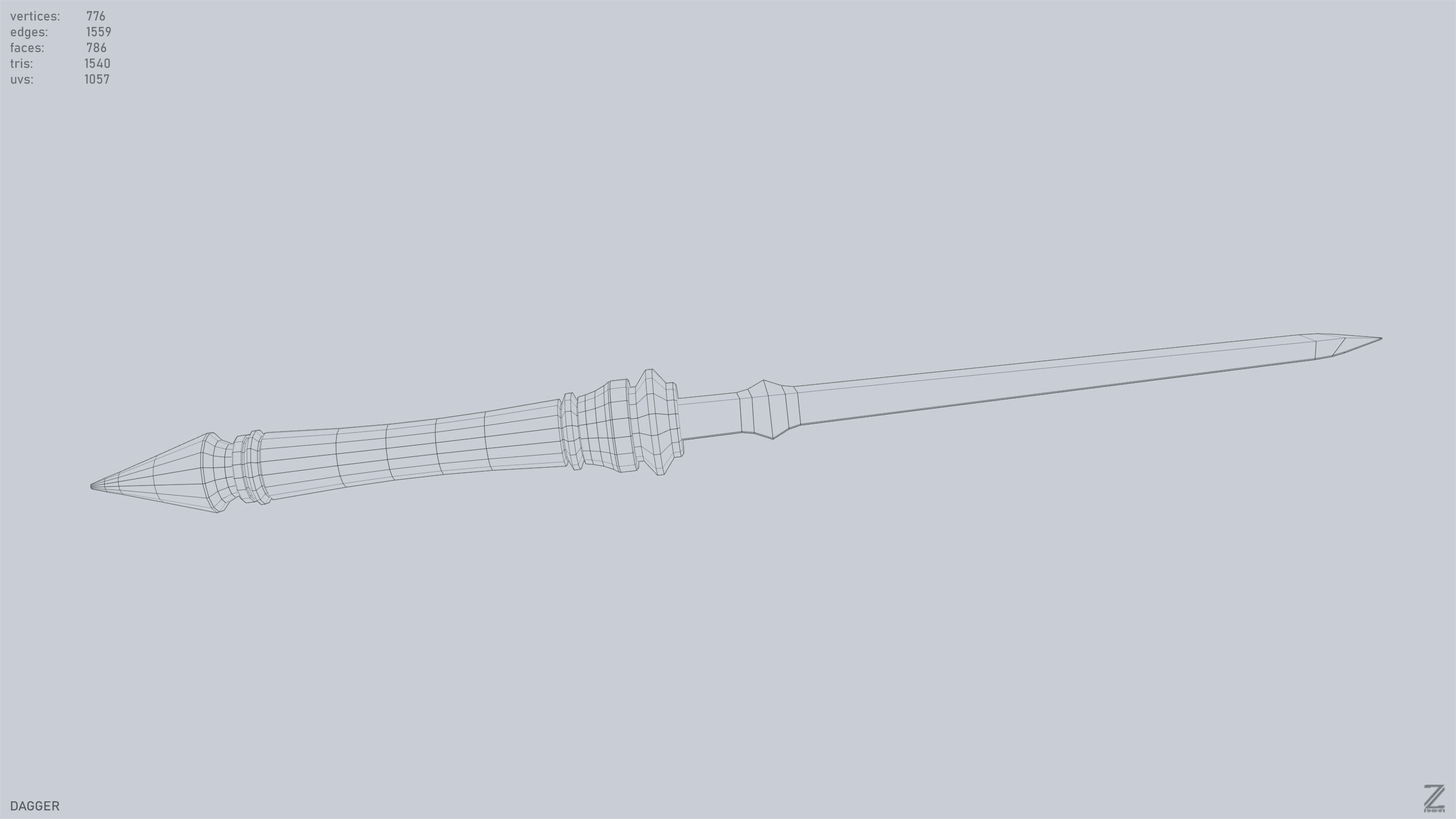 Dagger Low-poly 3D model_14