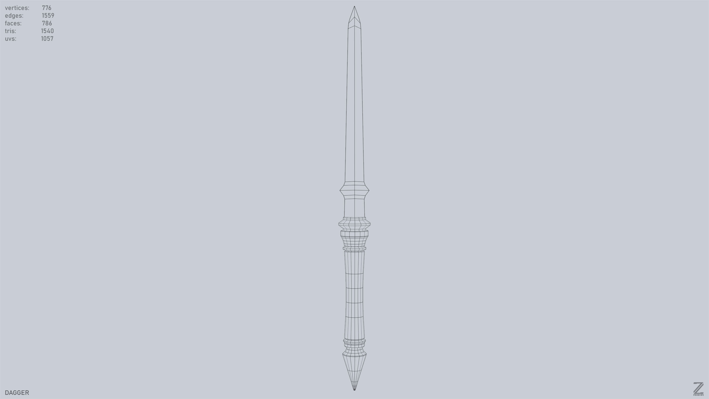 Dagger Low-poly 3D model_9