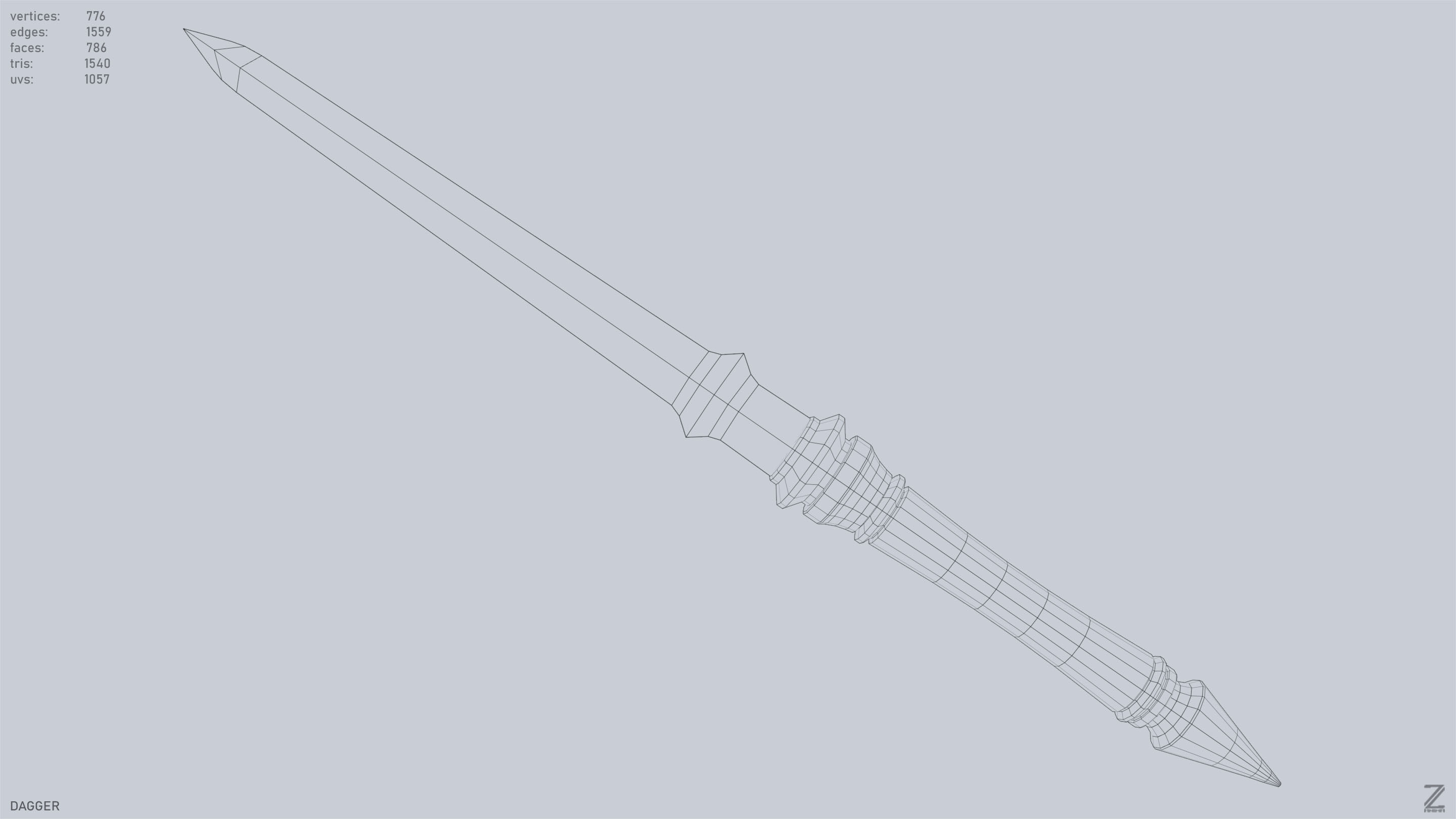 Dagger Low-poly 3D model_10
