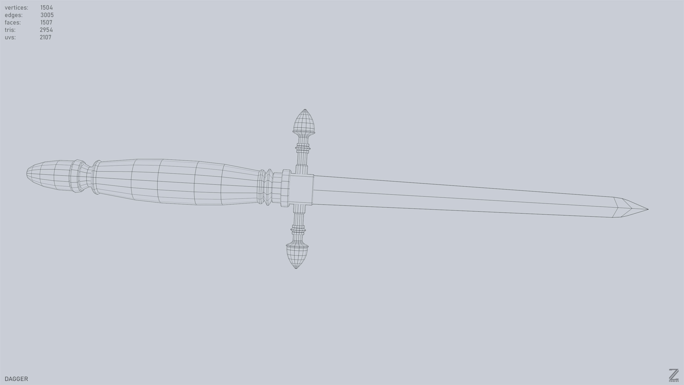 Dagger Low-poly 3D model_11