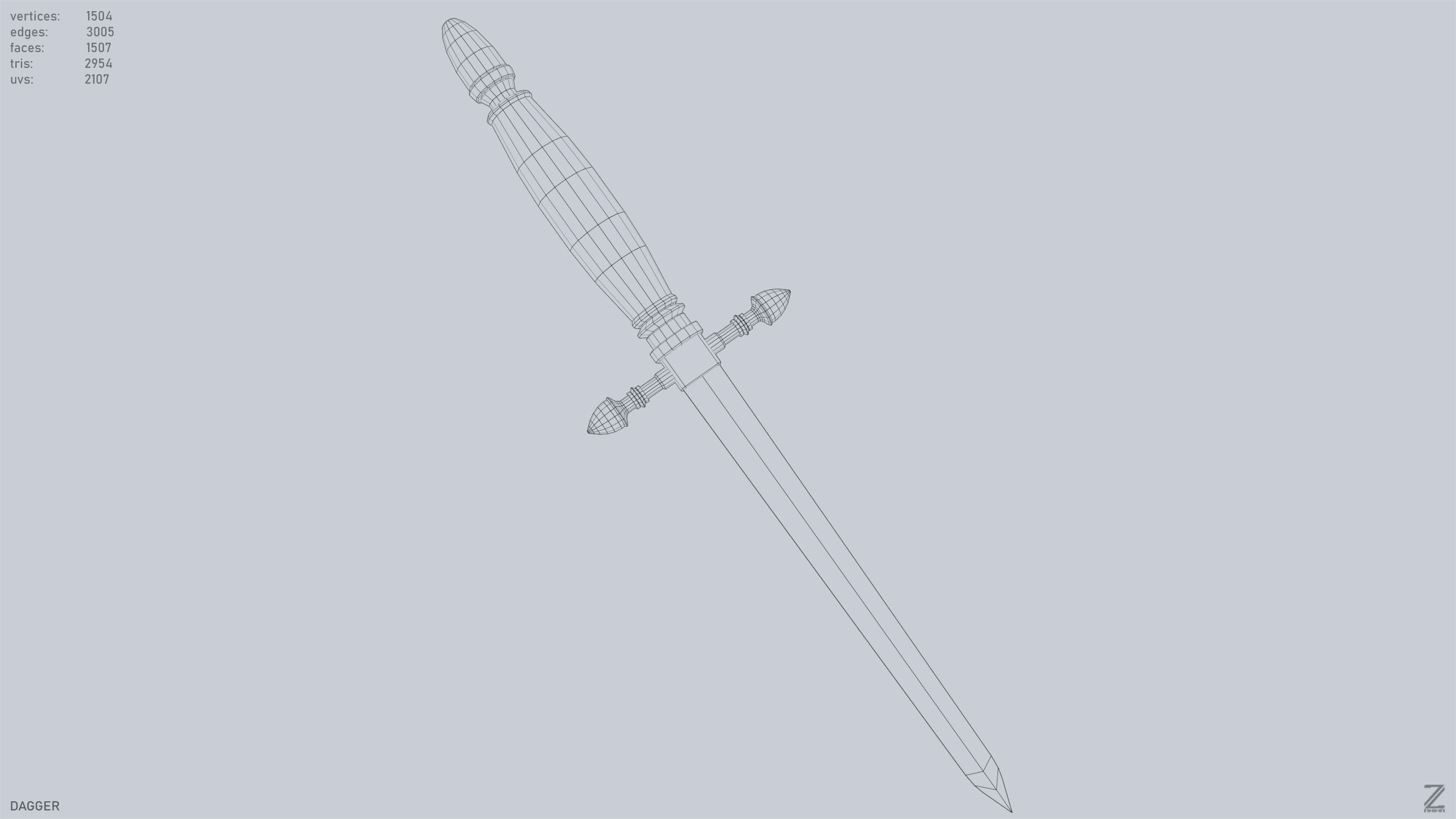 Dagger Low-poly 3D model_15
