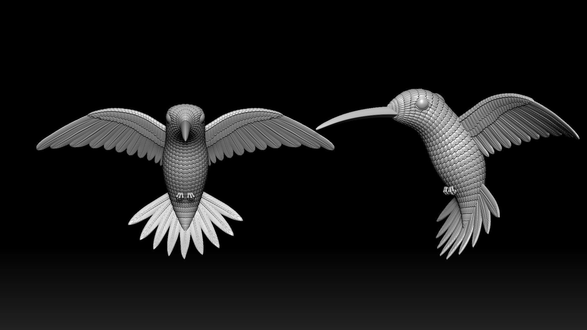 Humming Bird 3D print model for Jewellery or toy 3D print model_2