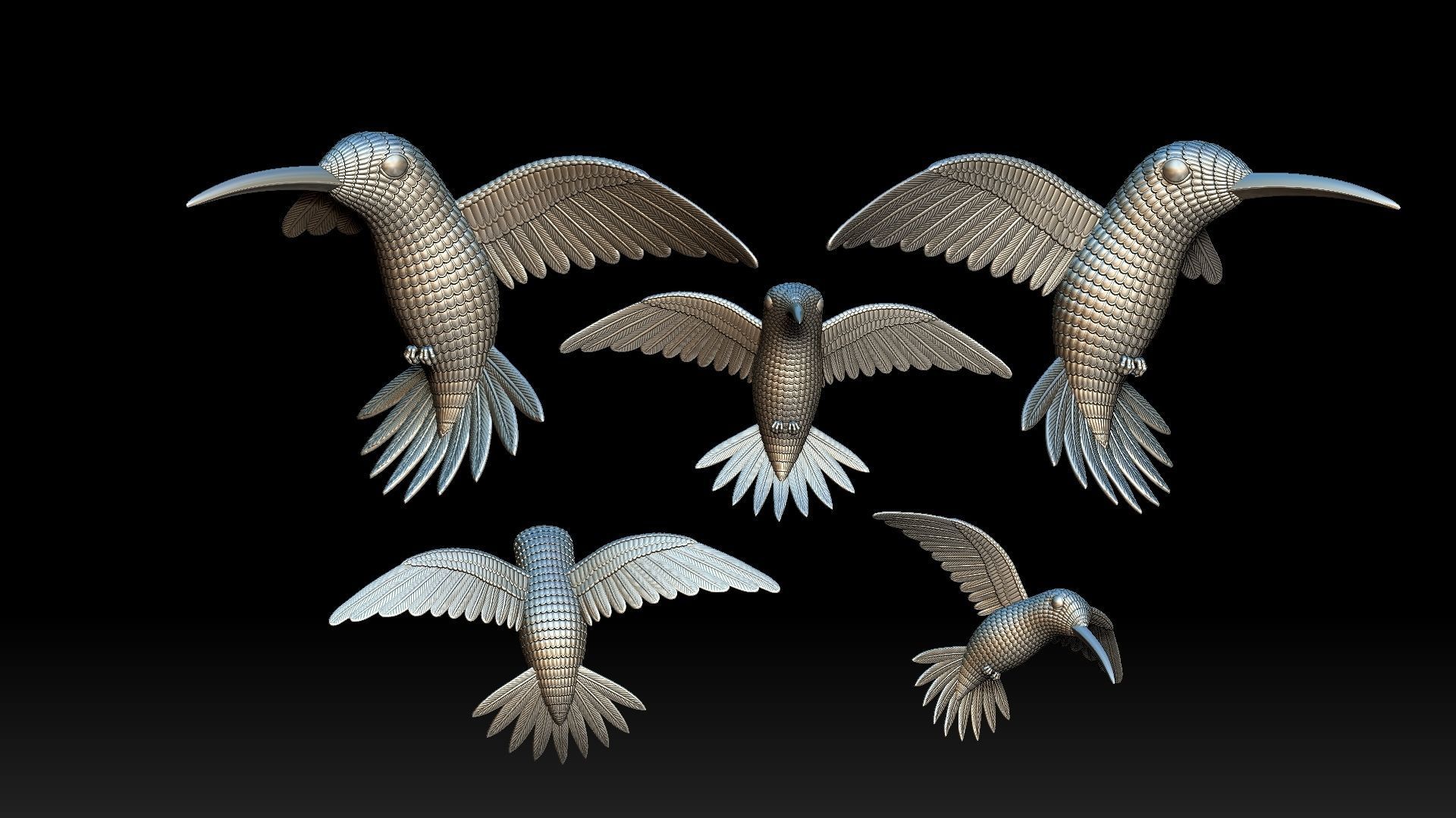 Humming Bird 3D print model for Jewellery or toy 3D print model_18