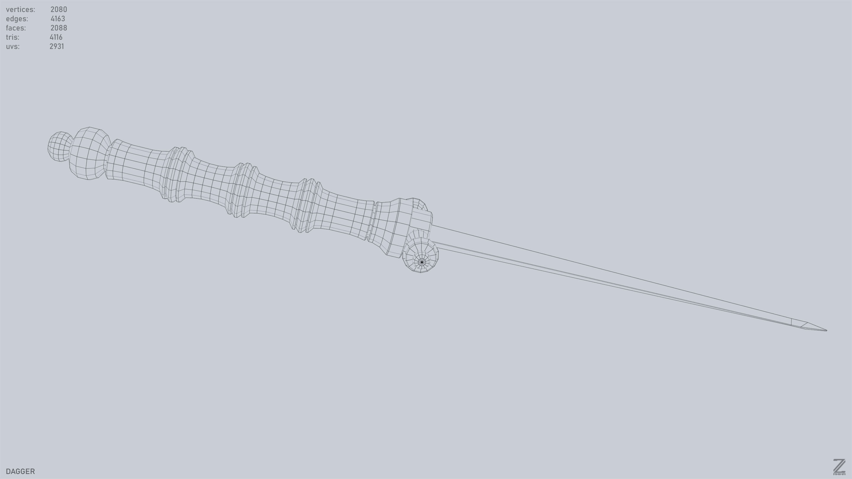 Dagger Low-poly 3D model_14