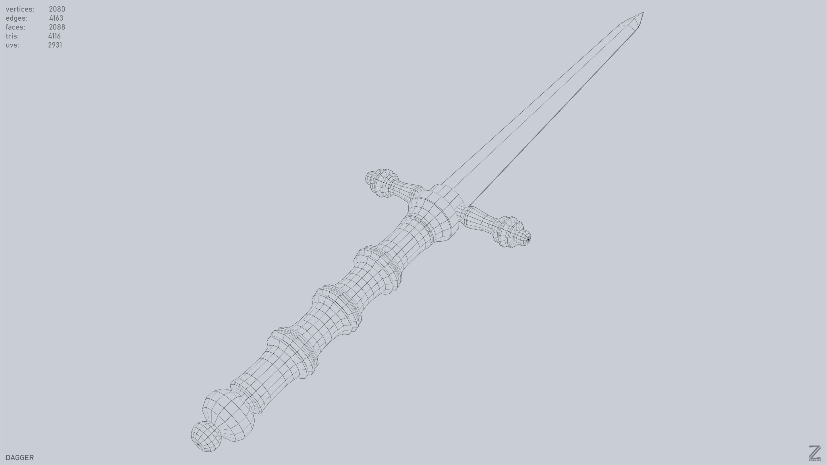 Dagger Low-poly 3D model_15