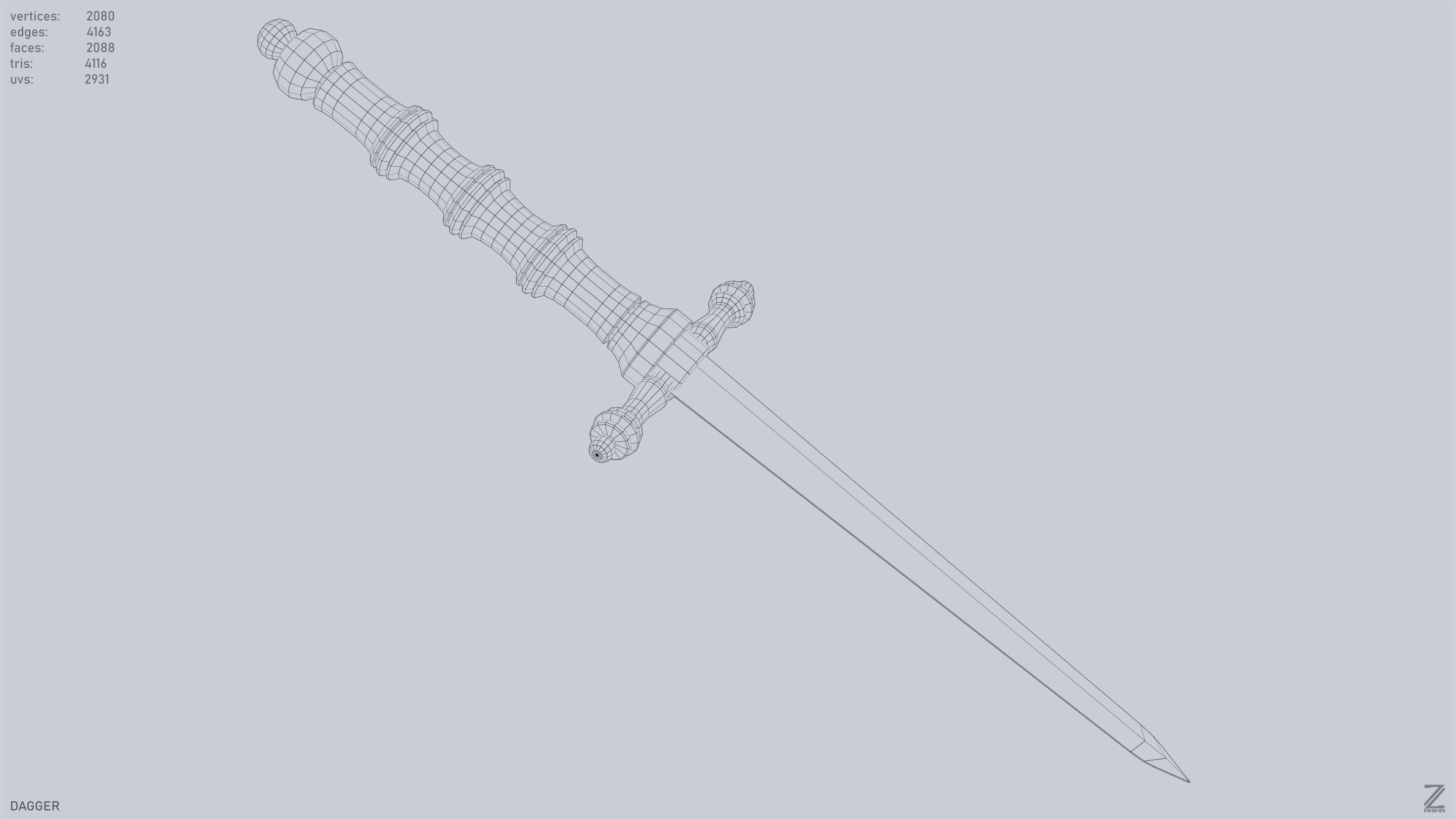 Dagger Low-poly 3D model_13