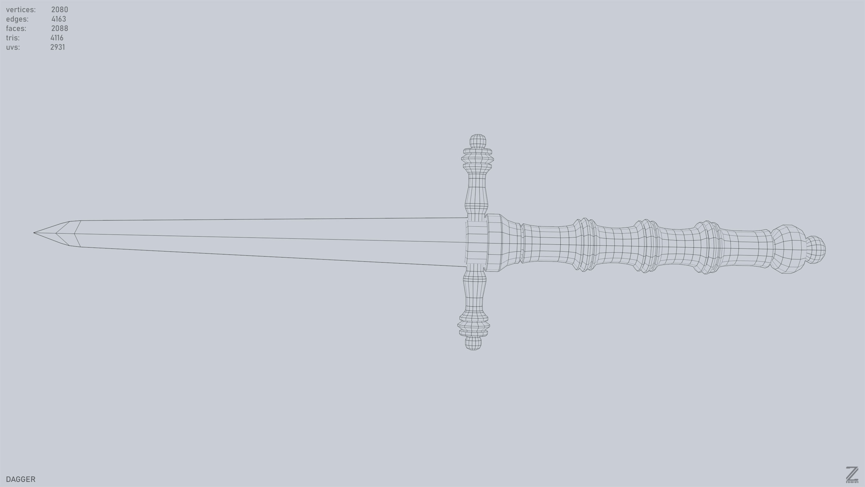 Dagger Low-poly 3D model_11