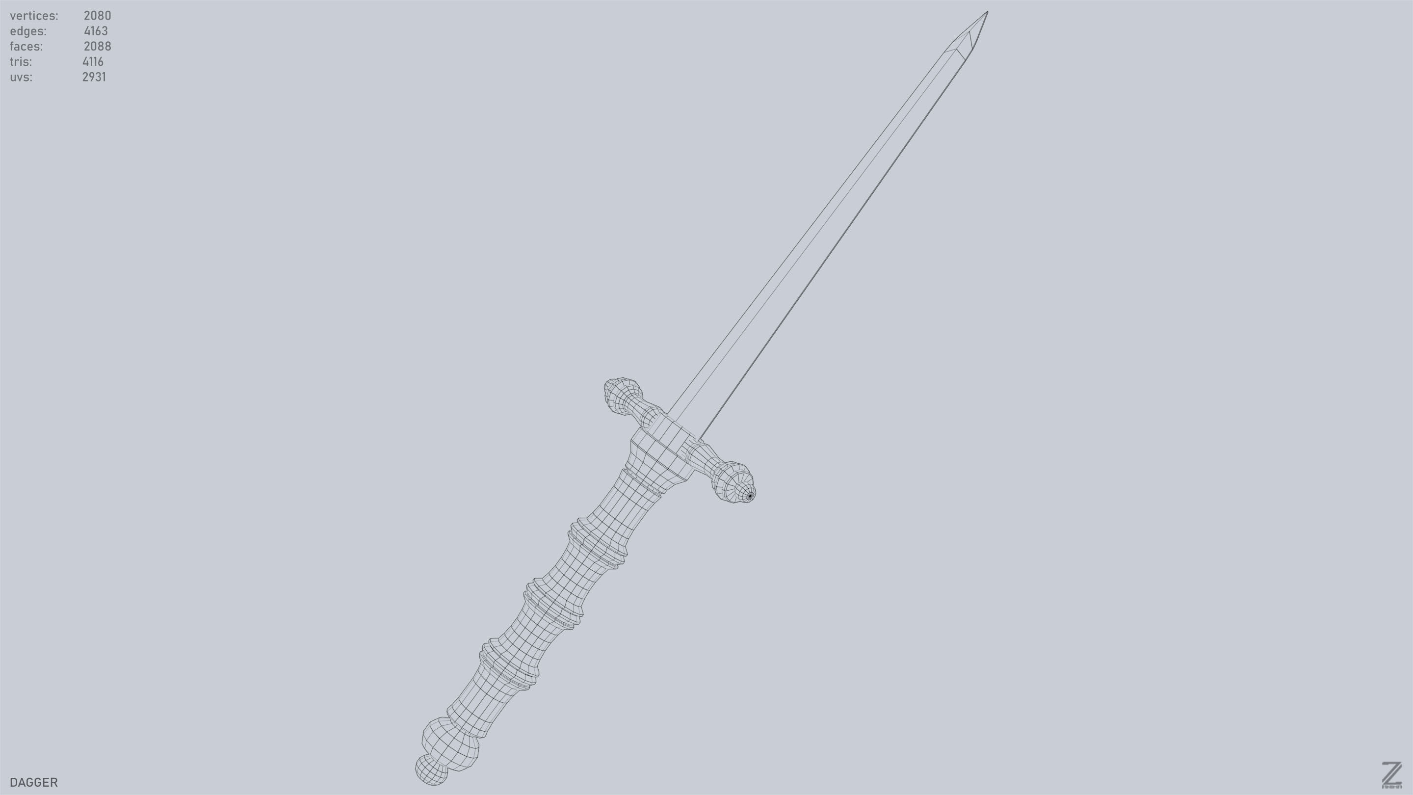 Dagger Low-poly 3D model_12