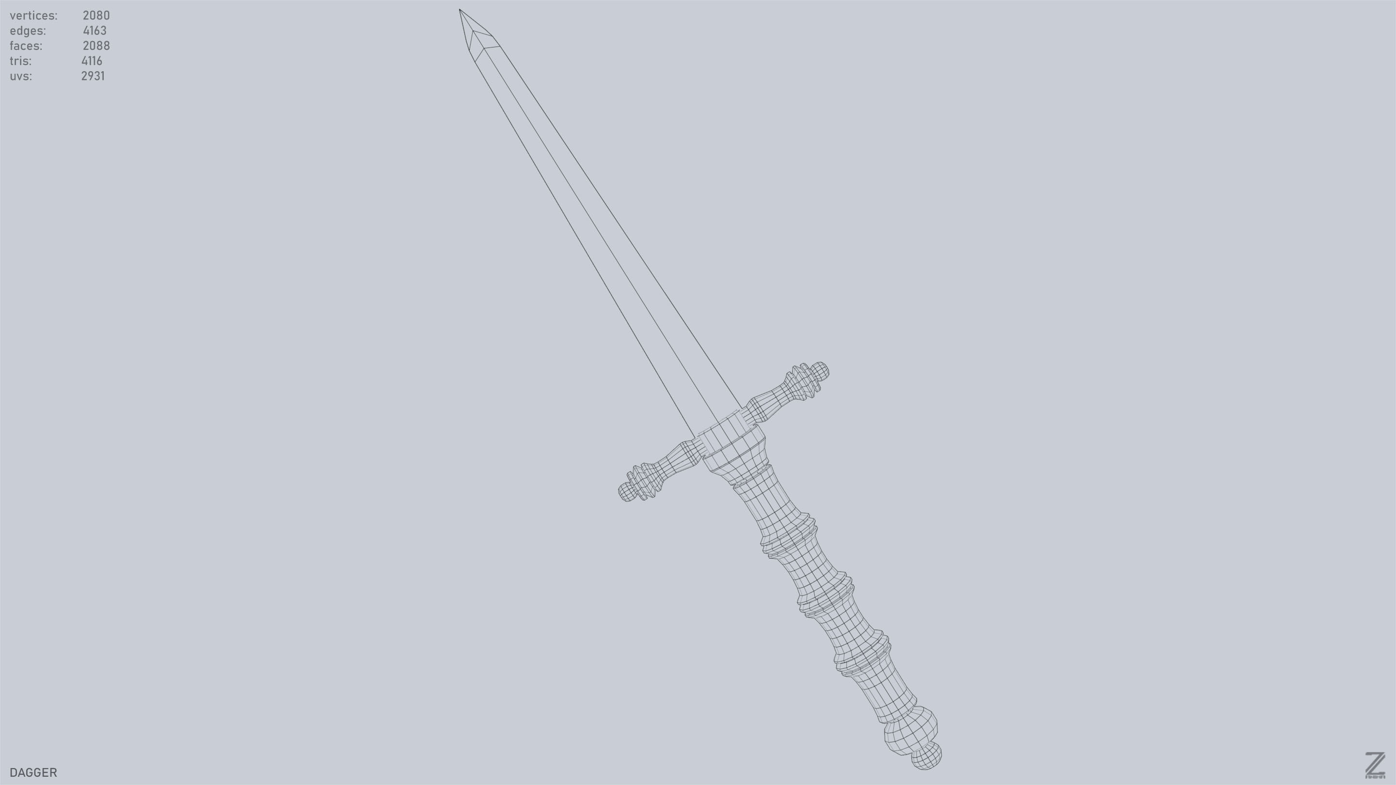 Dagger Low-poly 3D model_10