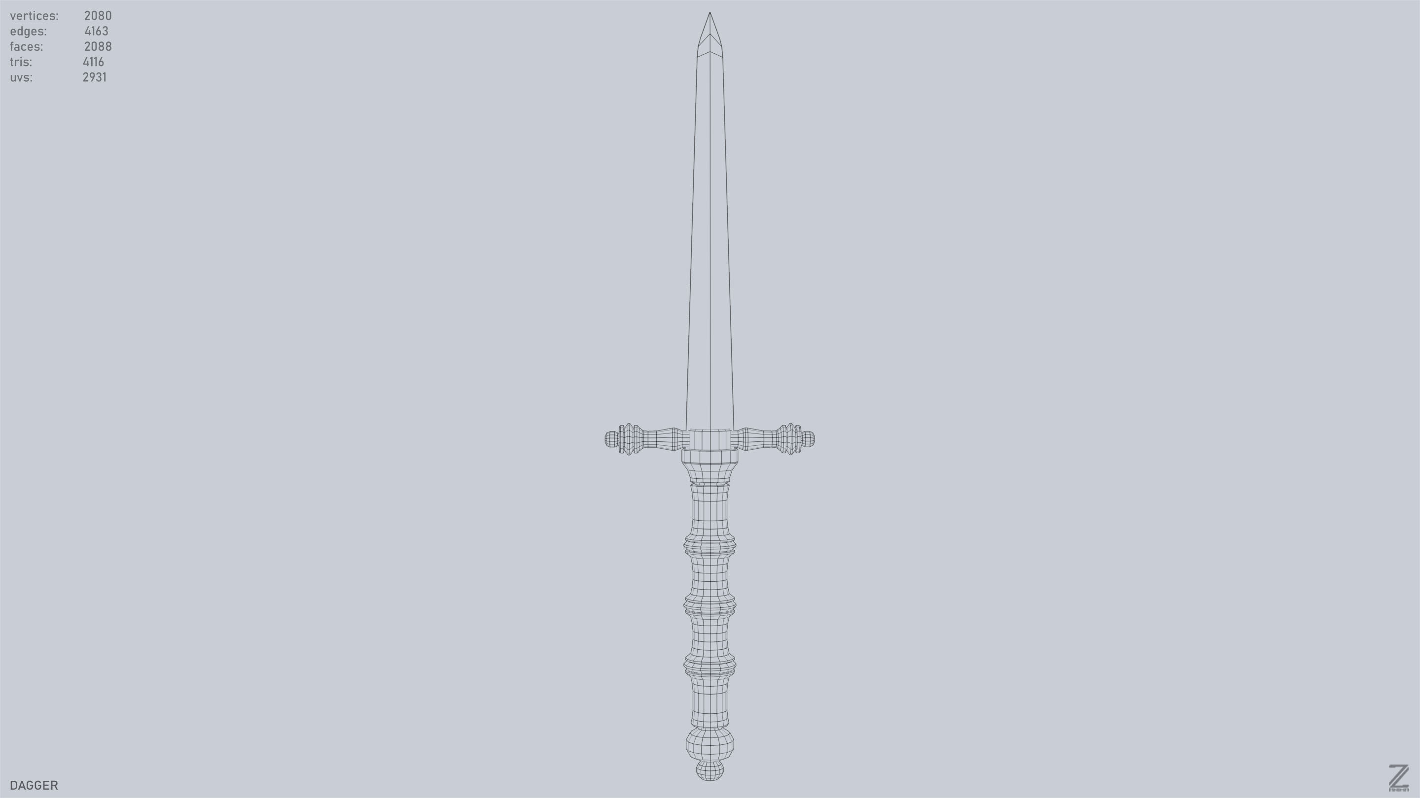 Dagger Low-poly 3D model_9