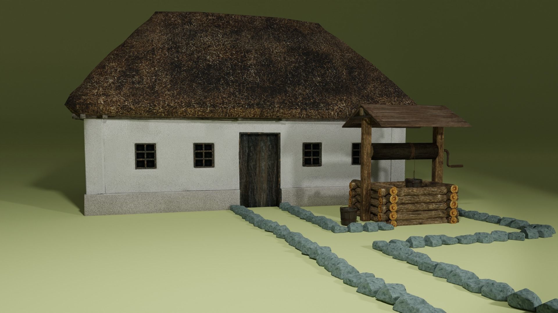 Ukrainian Hut 3D modular Low-Poly models Low-poly 3D model_2
