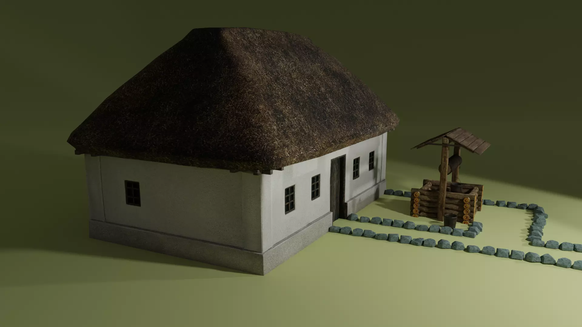Ukrainian Hut 3D modular Low-Poly models Low-poly 3D model_0
