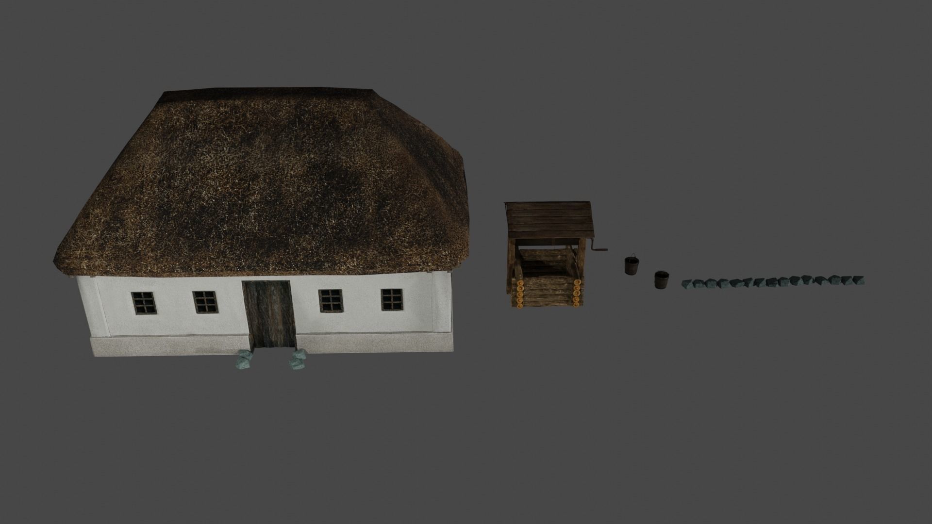 Ukrainian Hut 3D modular Low-Poly models Low-poly 3D model_6