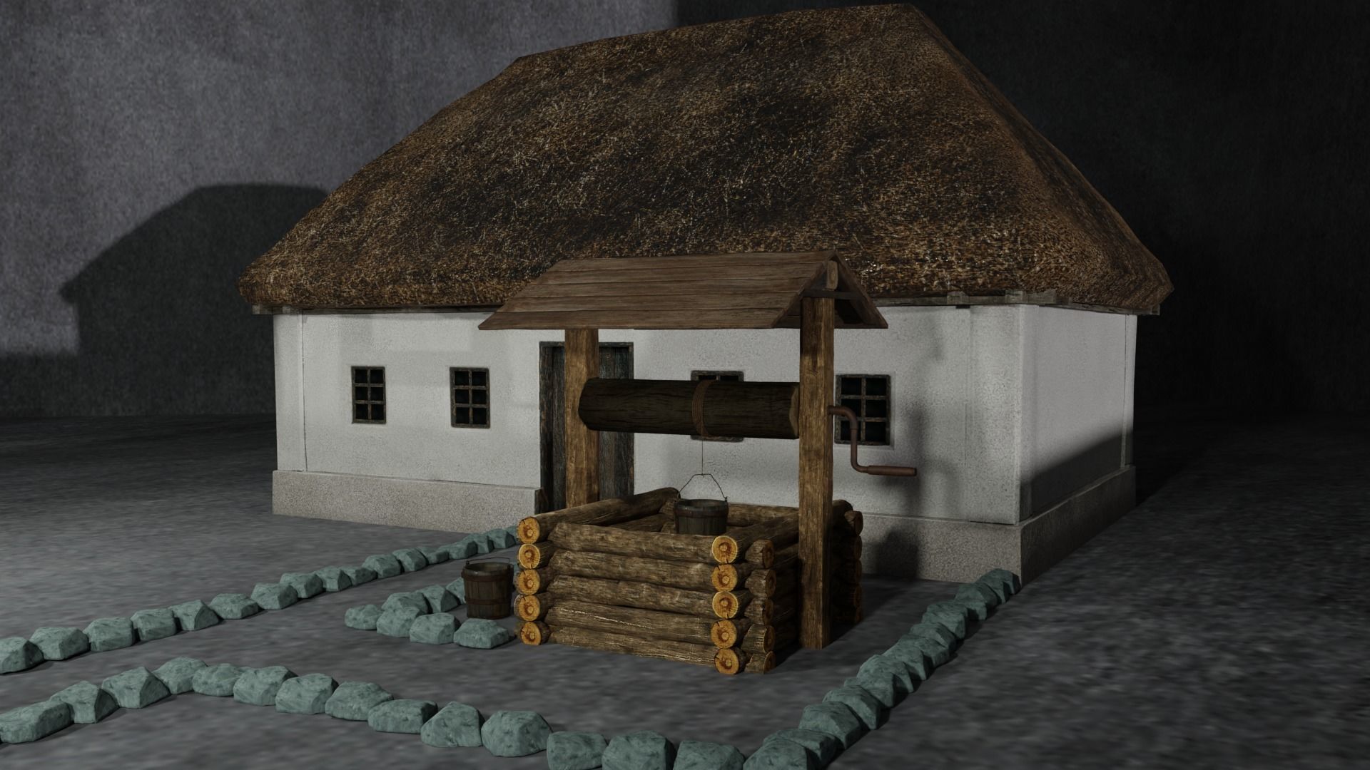 Ukrainian Hut 3D modular Low-Poly models Low-poly 3D model_1