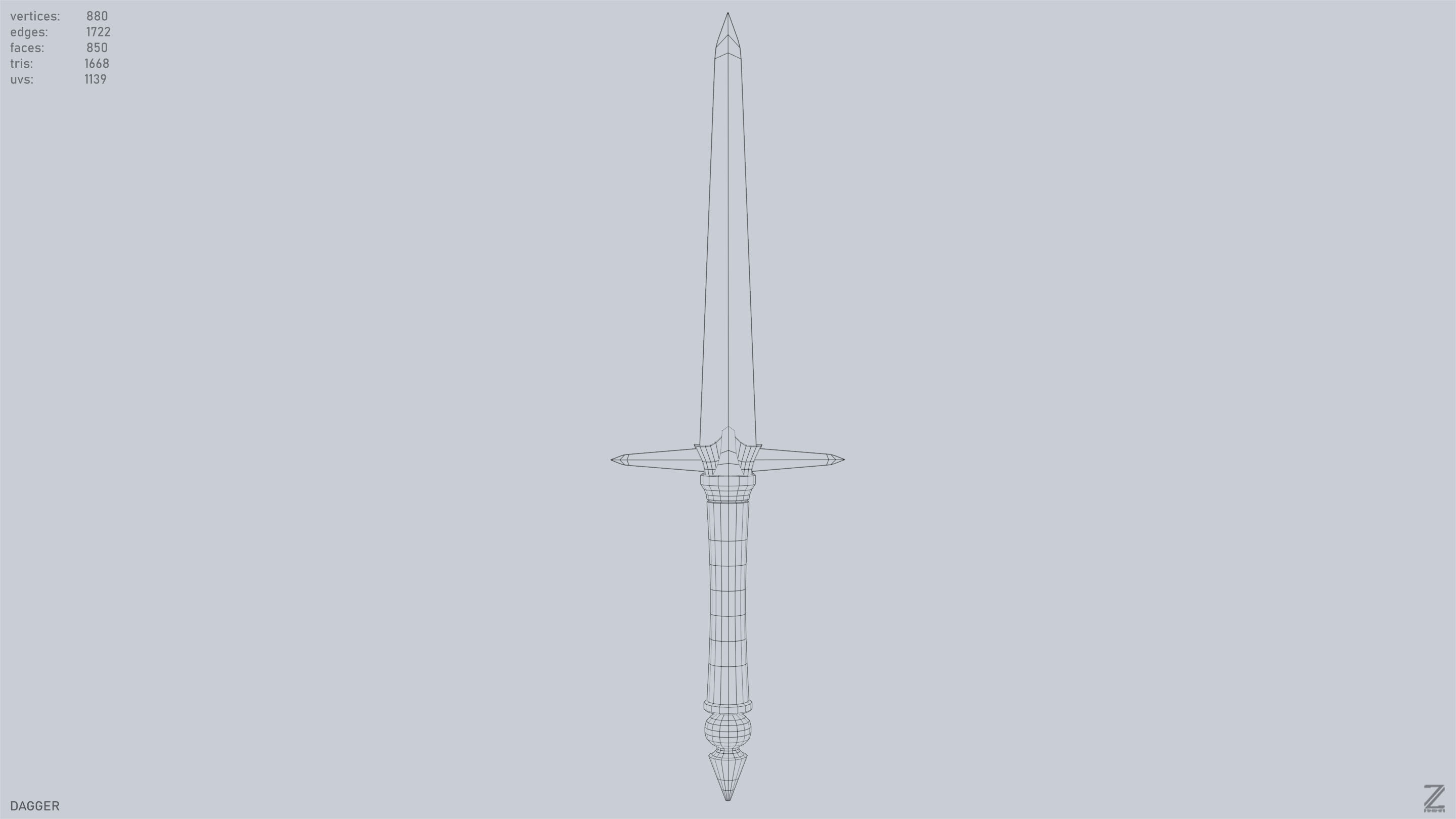 Dagger Low-poly 3D model_9