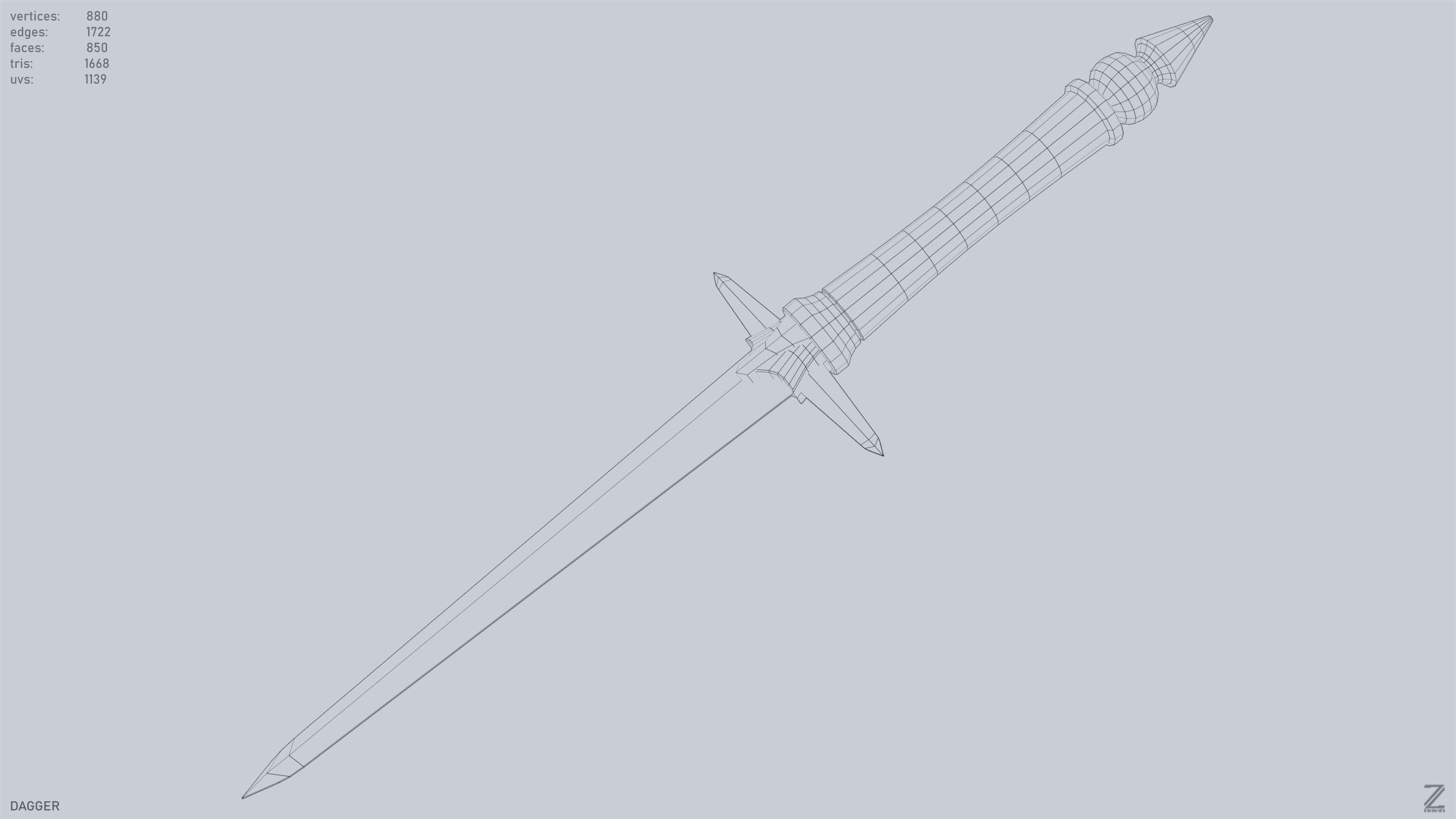 Dagger Low-poly 3D model_12
