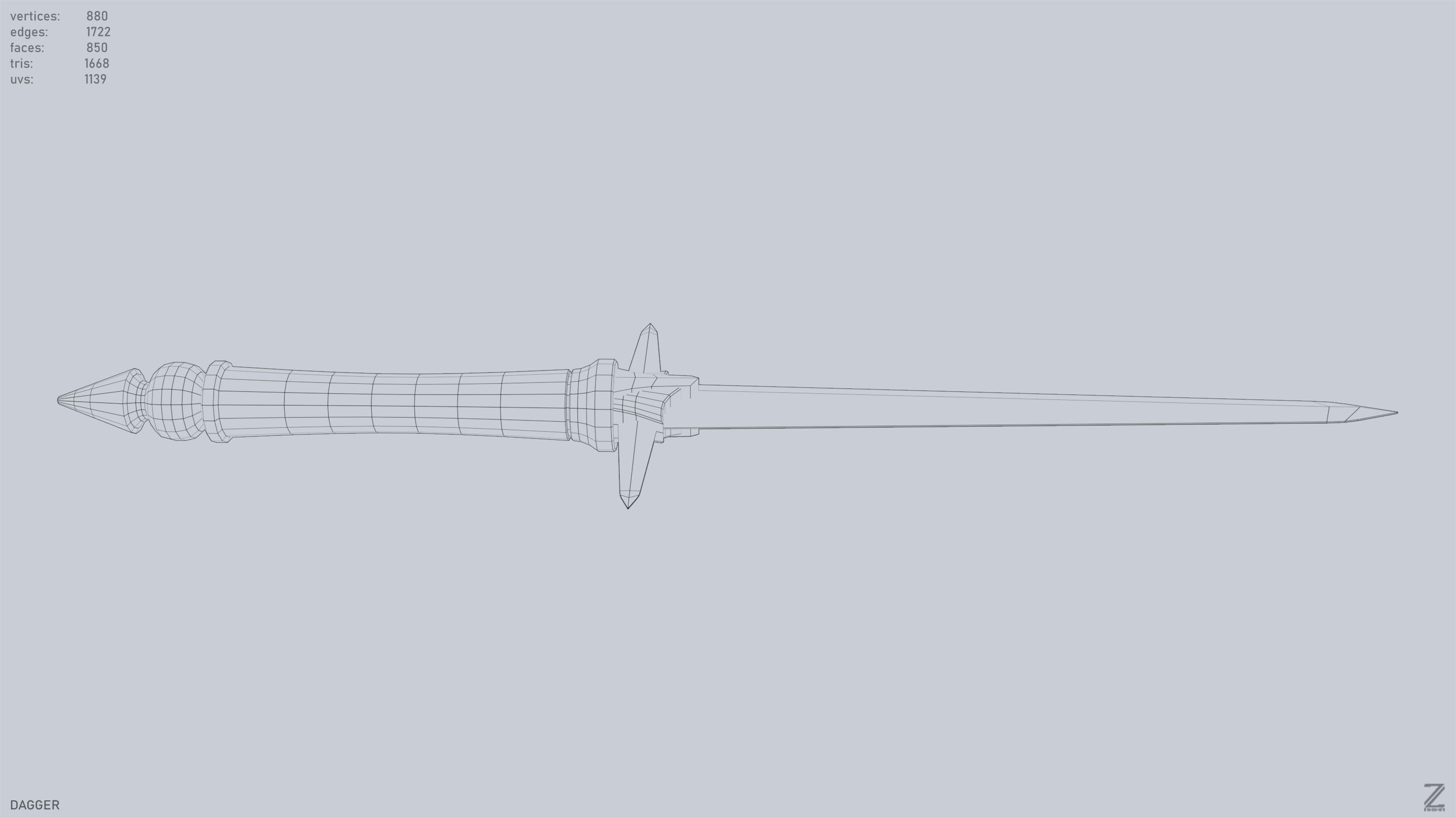 Dagger Low-poly 3D model_13
