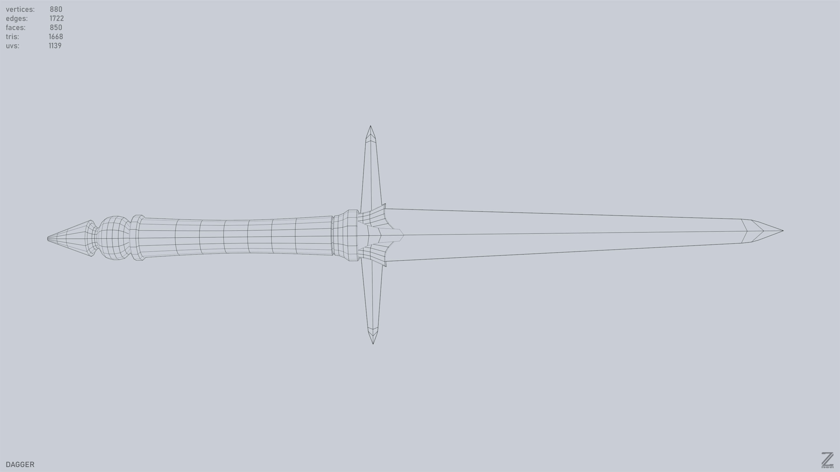 Dagger Low-poly 3D model_11