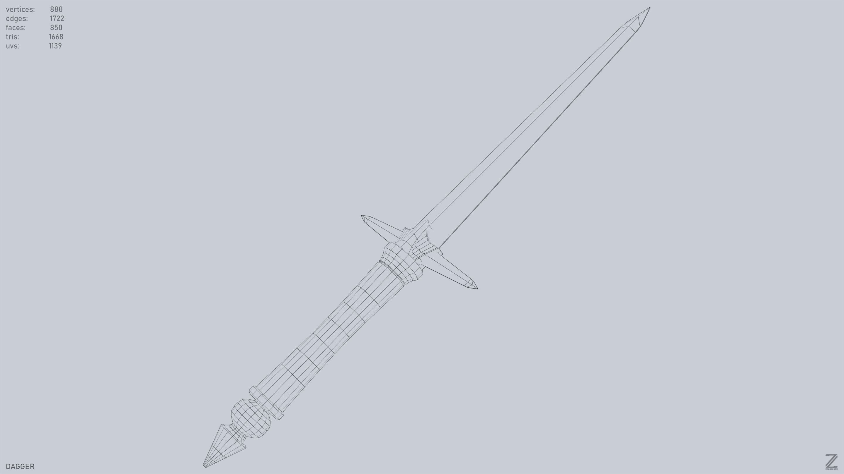 Dagger Low-poly 3D model_15