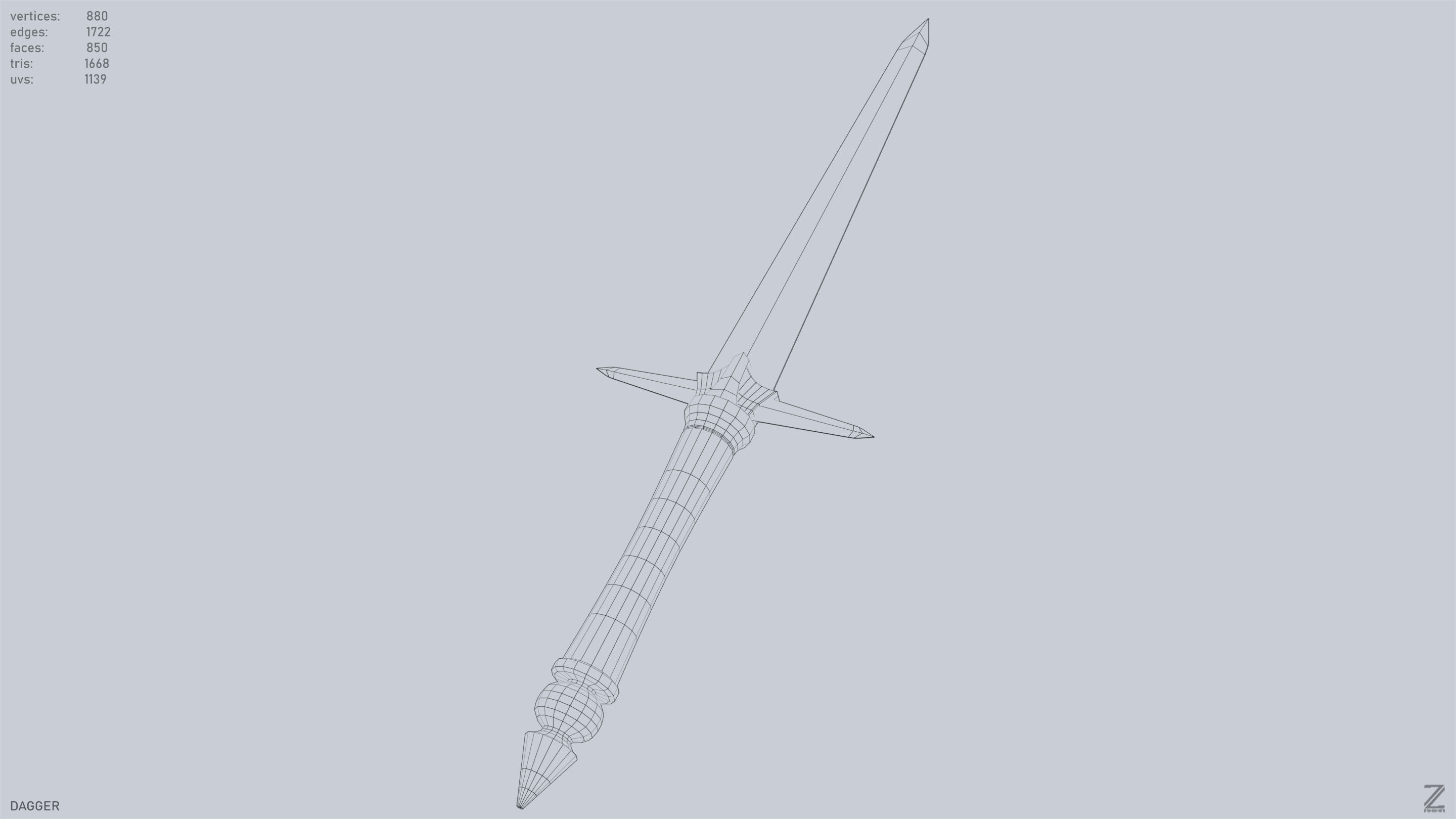 Dagger Low-poly 3D model_14