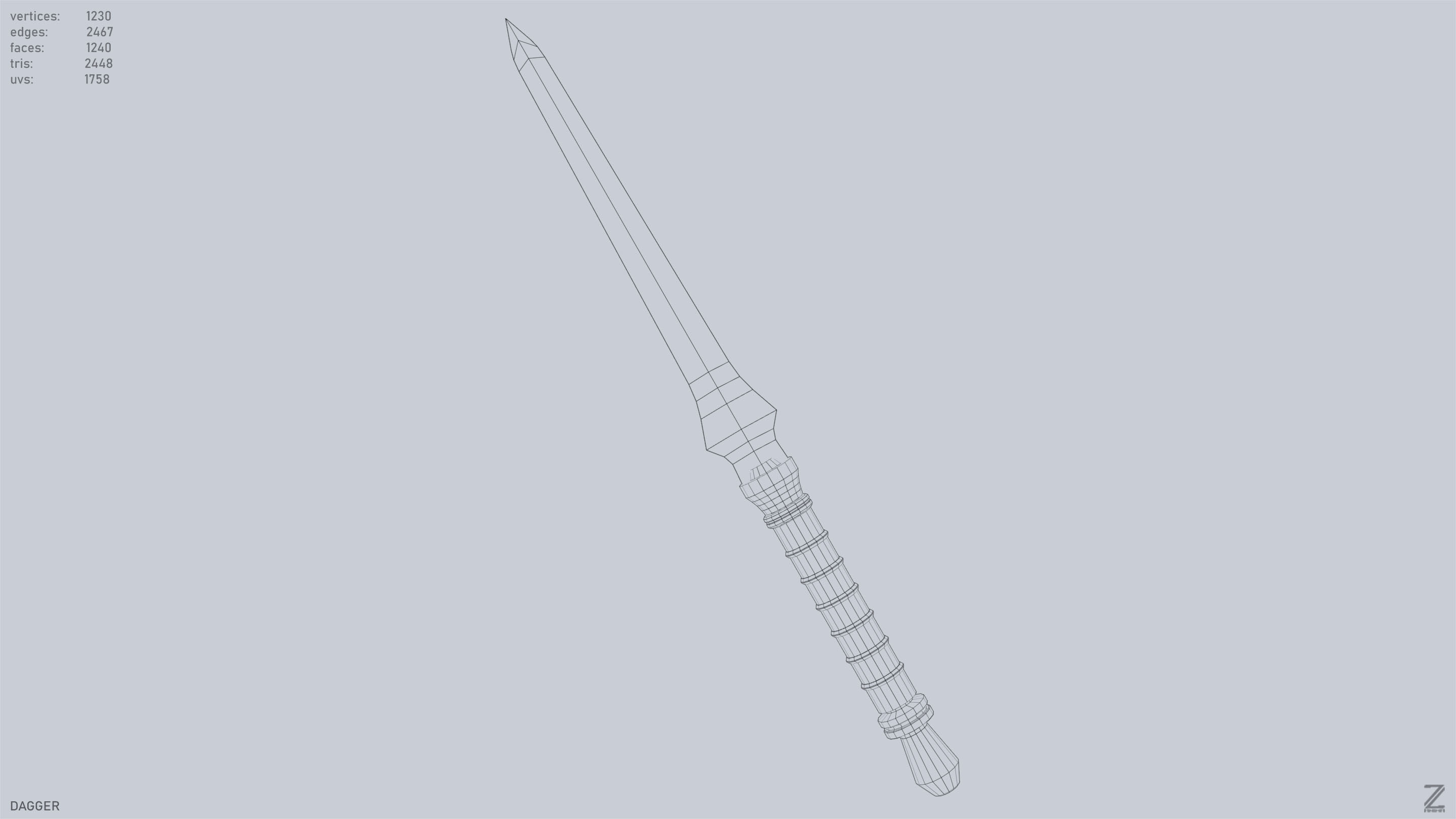 Dagger Low-poly 3D model_10