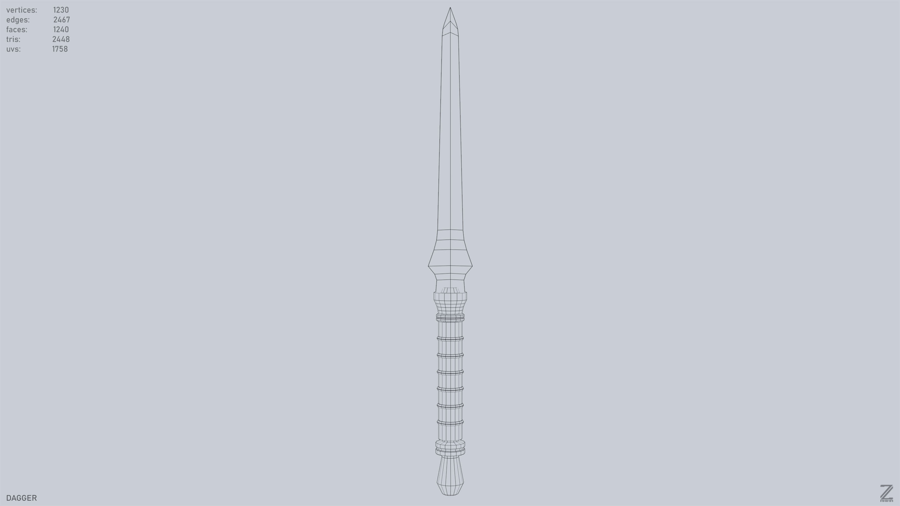 Dagger Low-poly 3D model_9