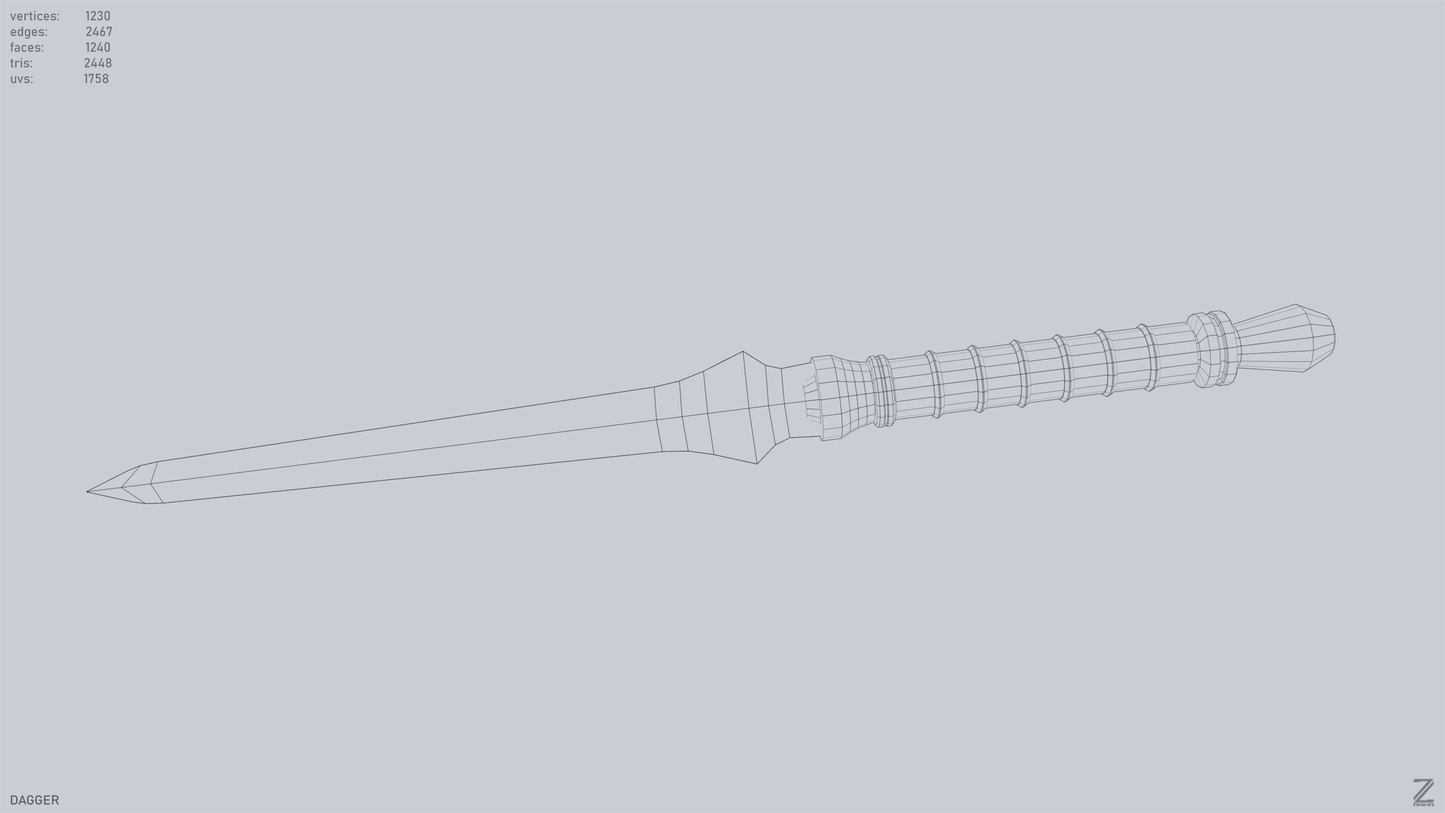 Dagger Low-poly 3D model_13