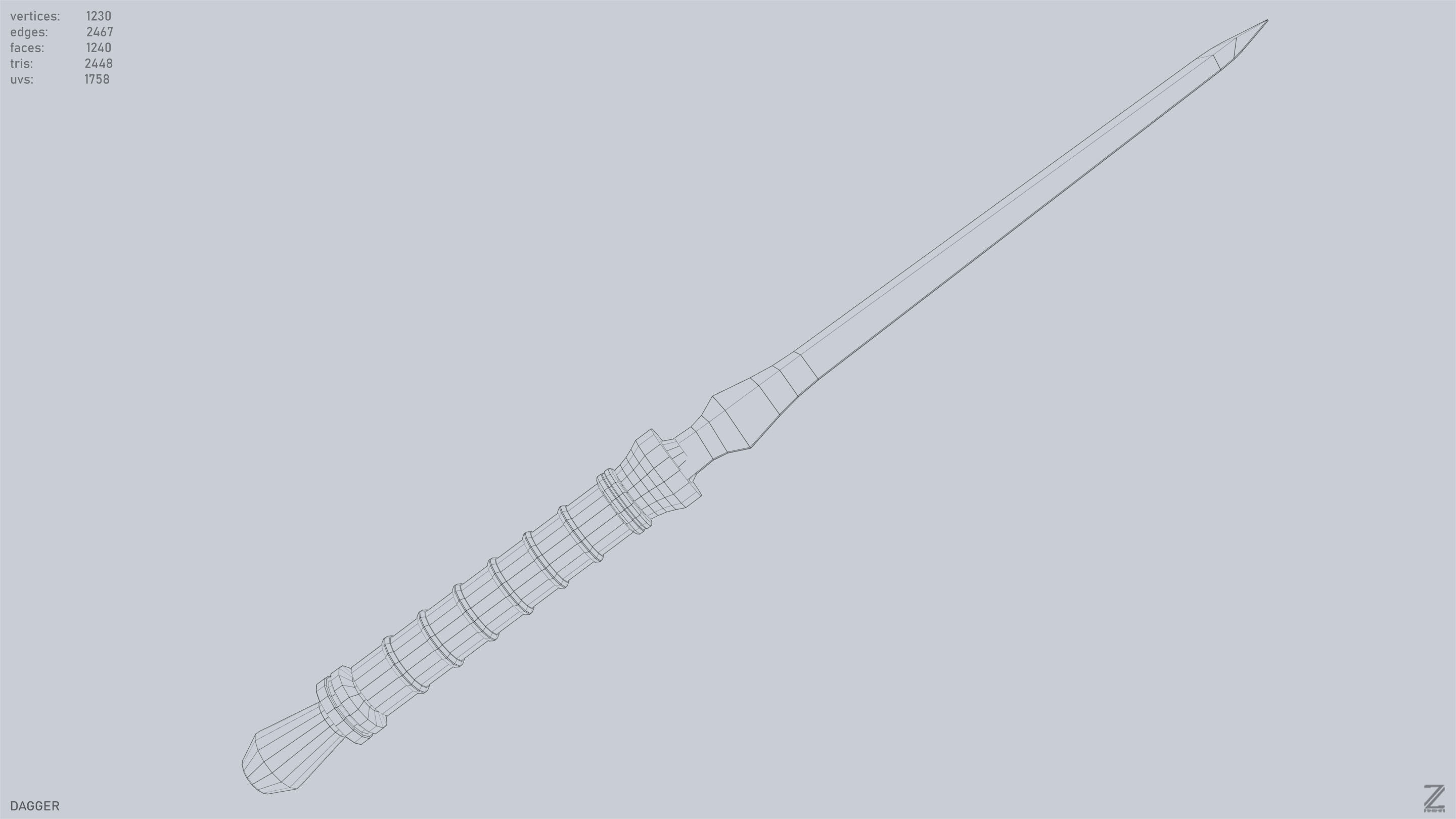 Dagger Low-poly 3D model_15
