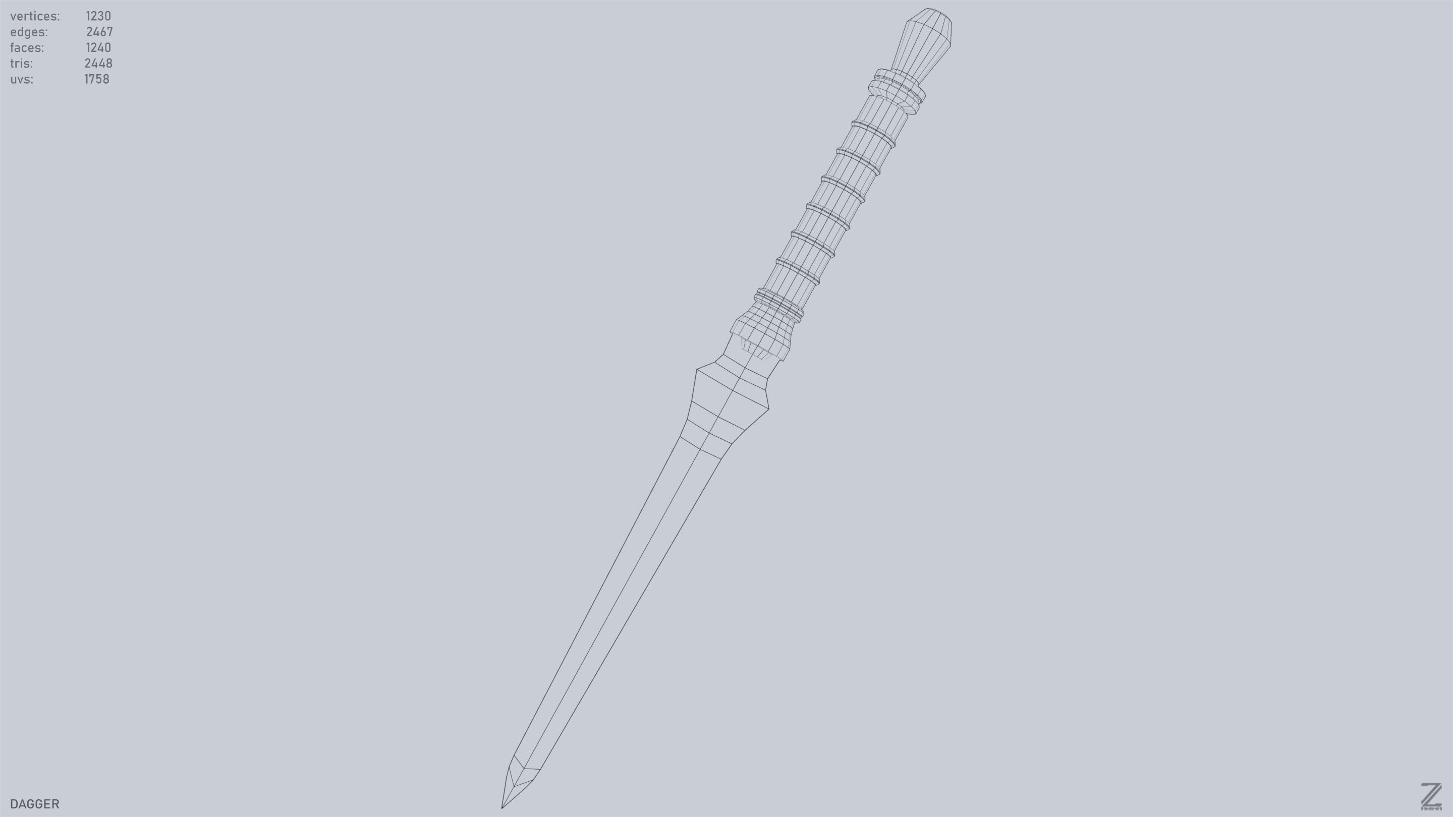 Dagger Low-poly 3D model_12