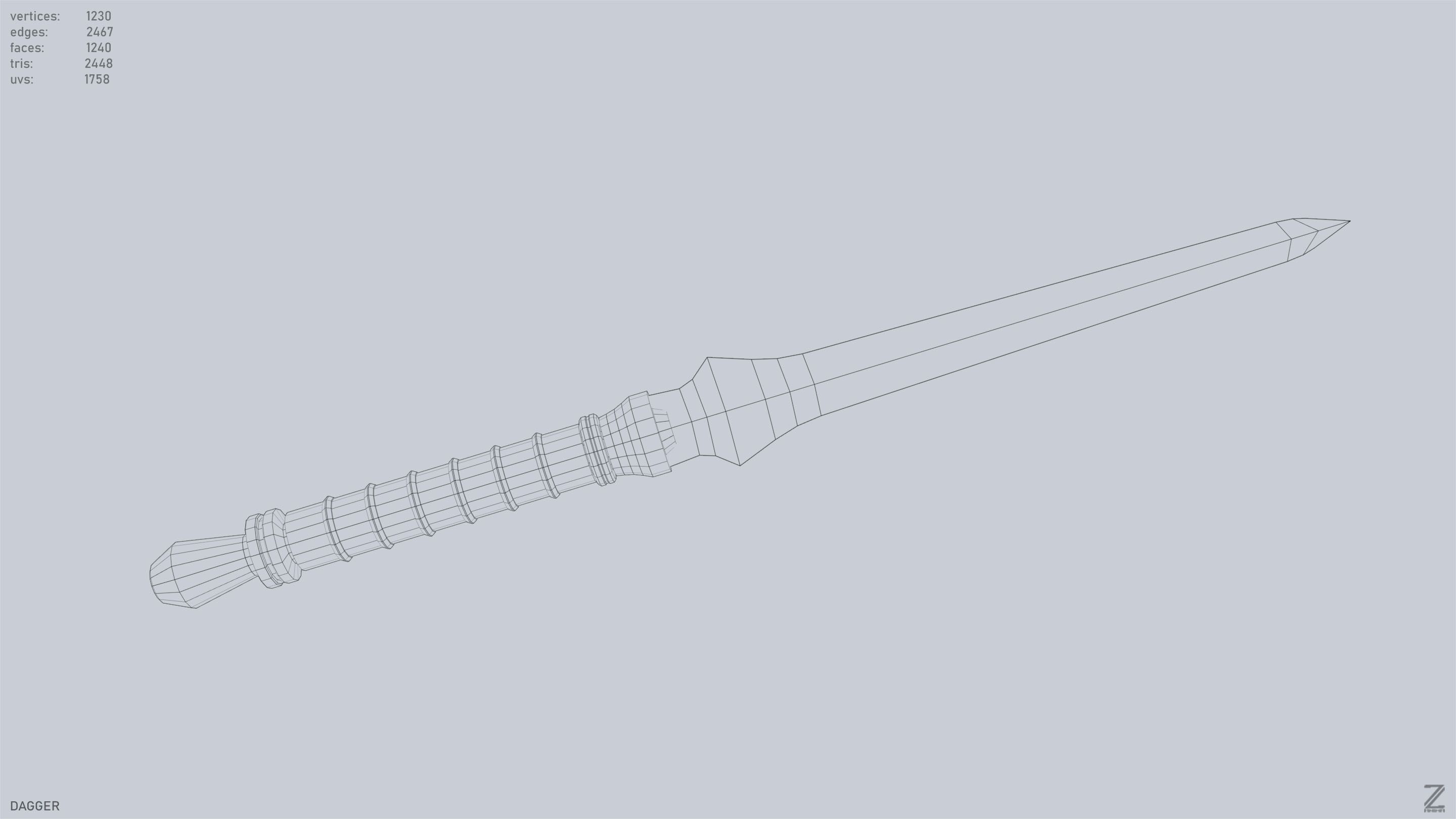Dagger Low-poly 3D model_11