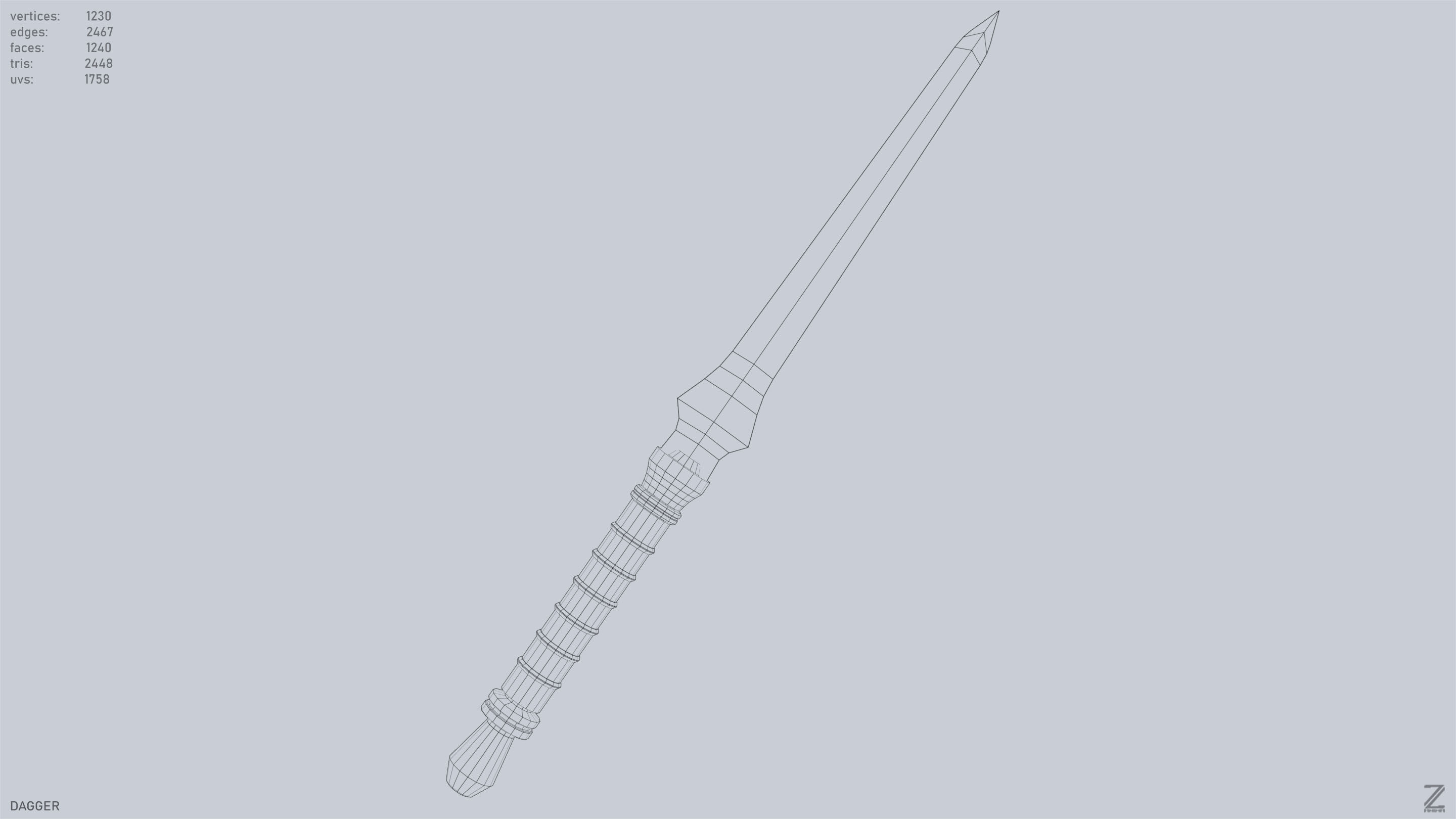 Dagger Low-poly 3D model_14