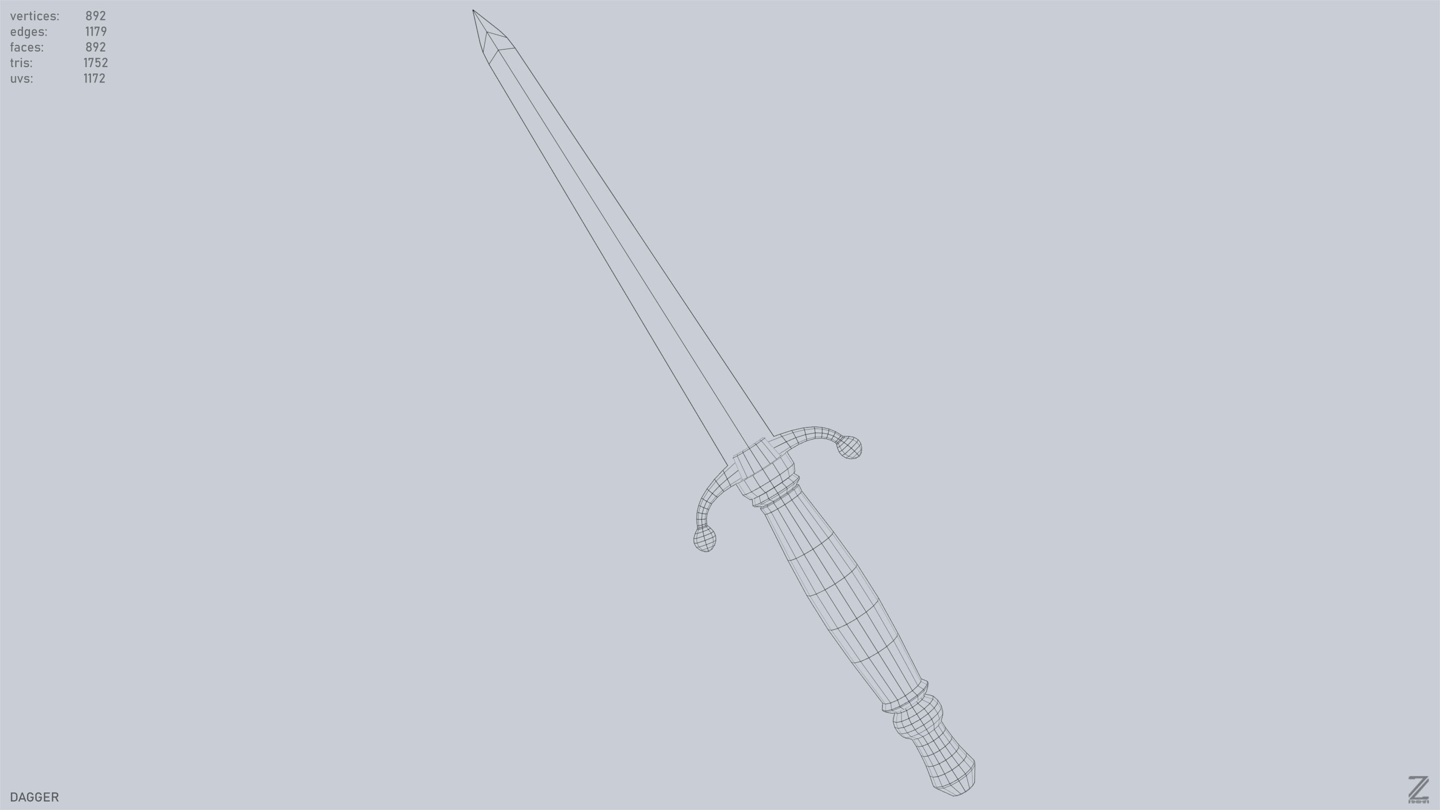 Dagger Low-poly 3D model_14
