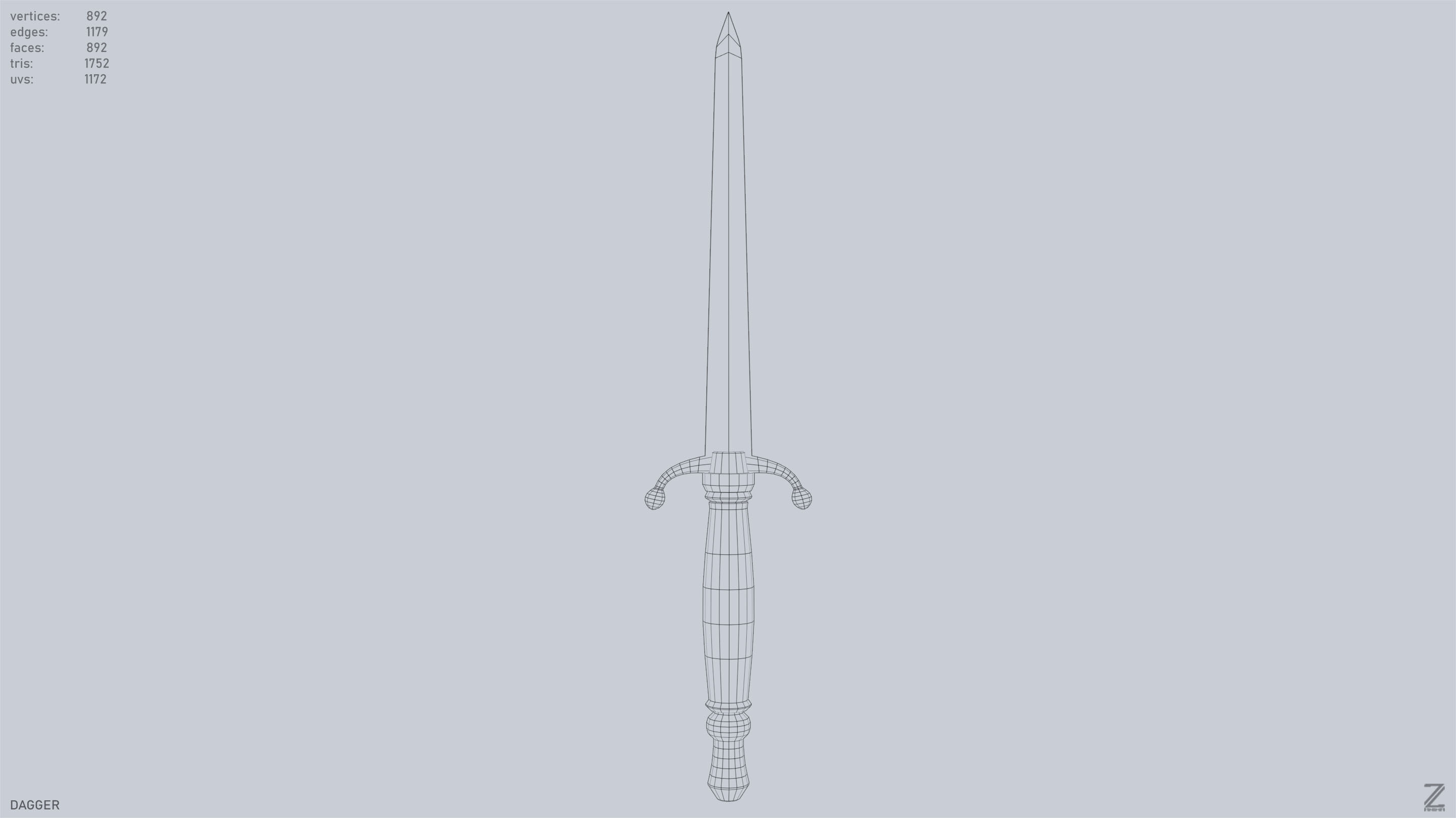 Dagger Low-poly 3D model_9