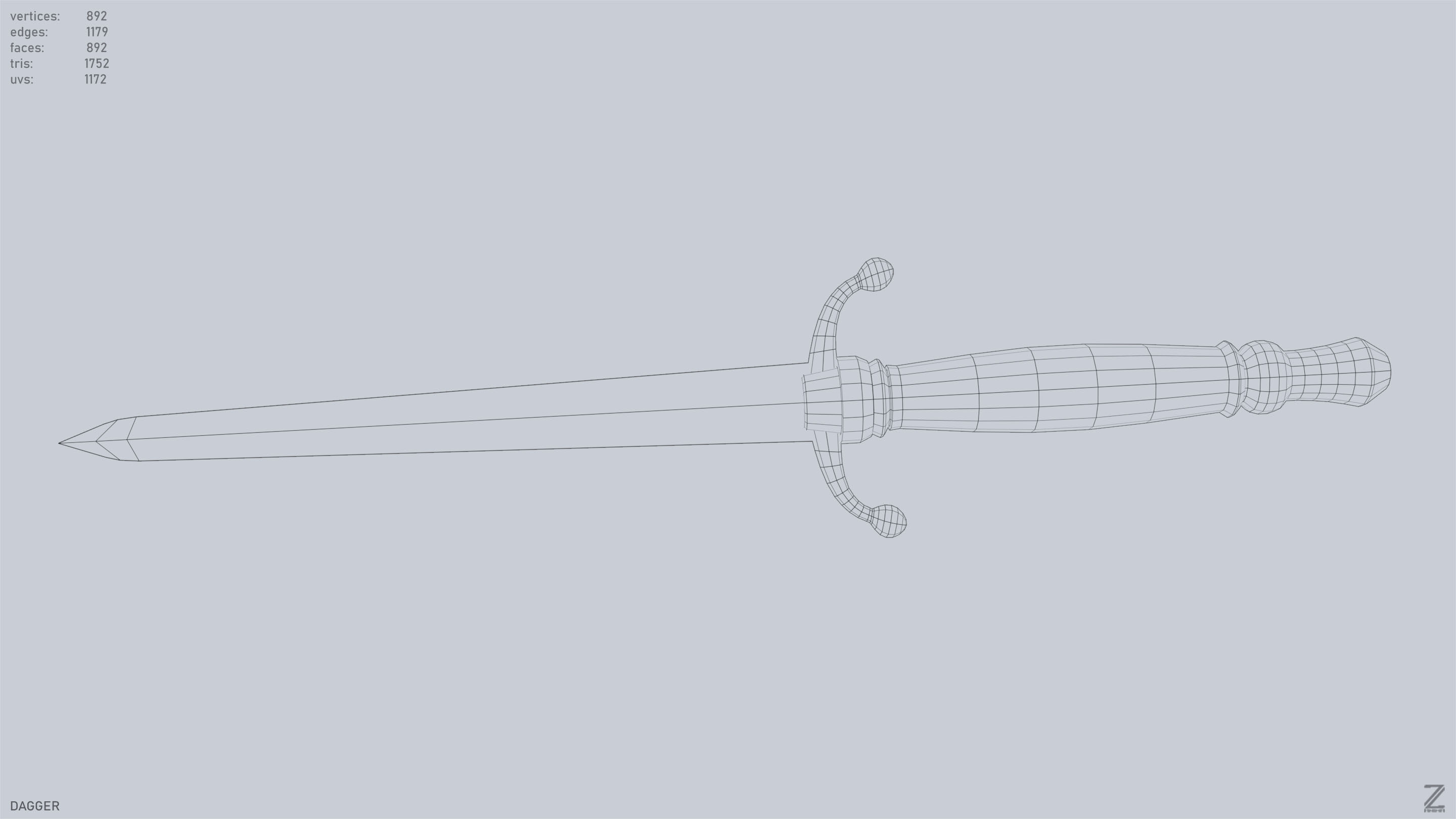 Dagger Low-poly 3D model_11