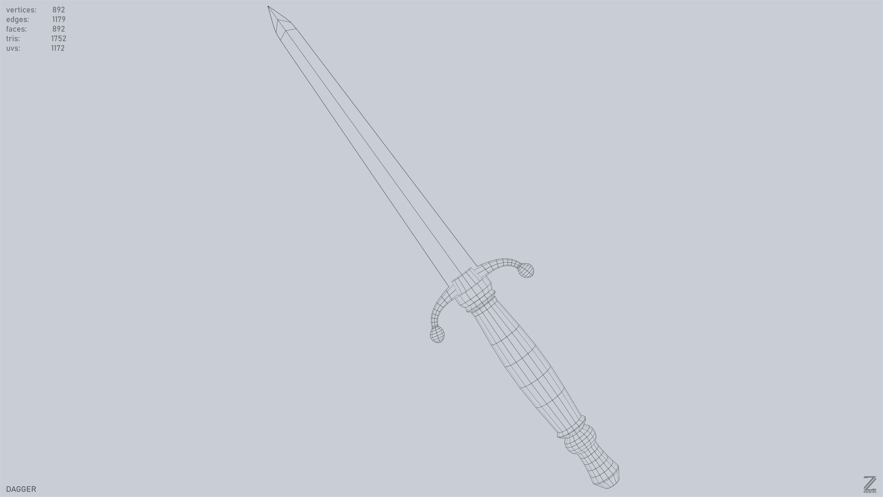 Dagger Low-poly 3D model_10