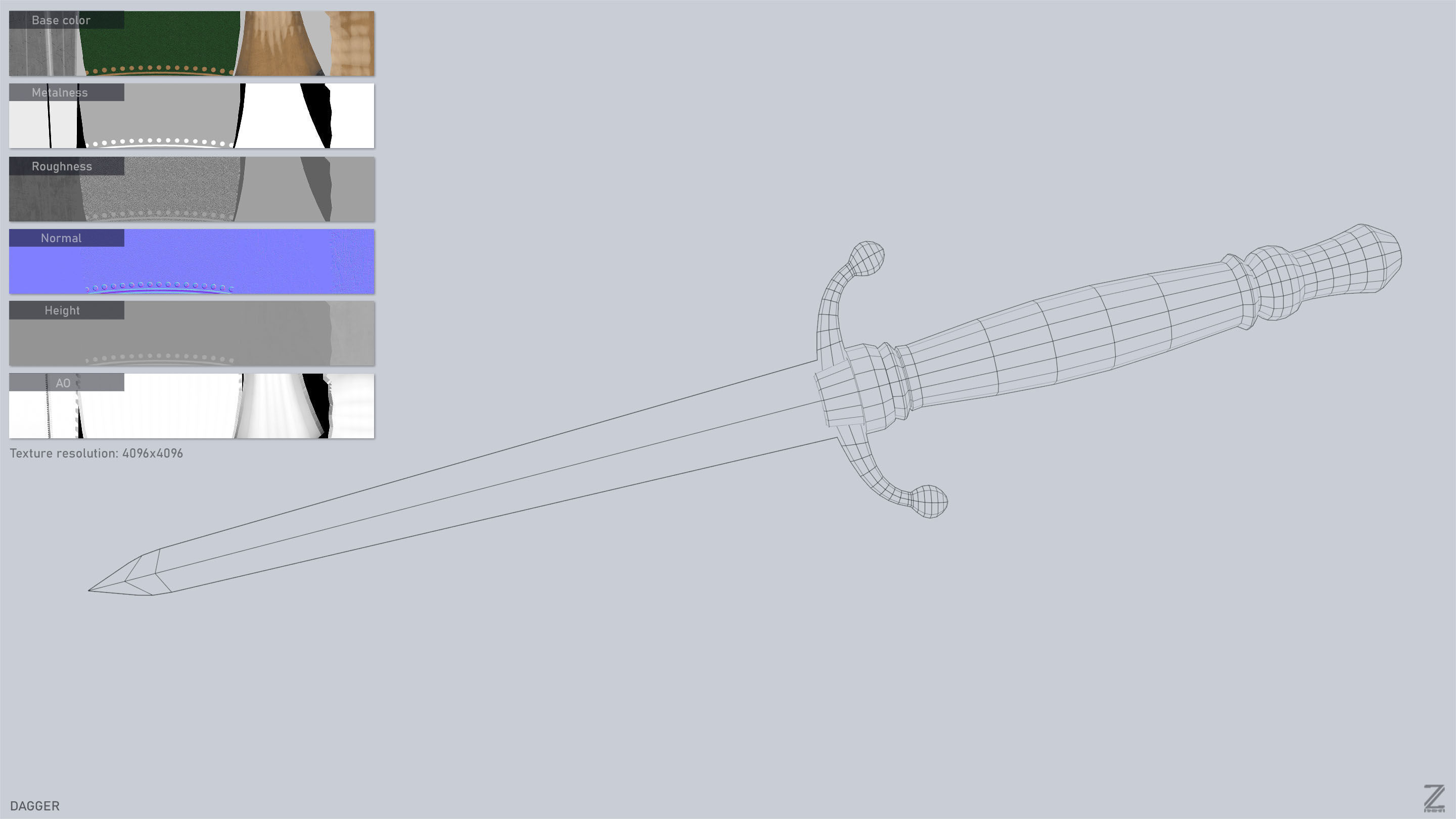 Dagger Low-poly 3D model_3