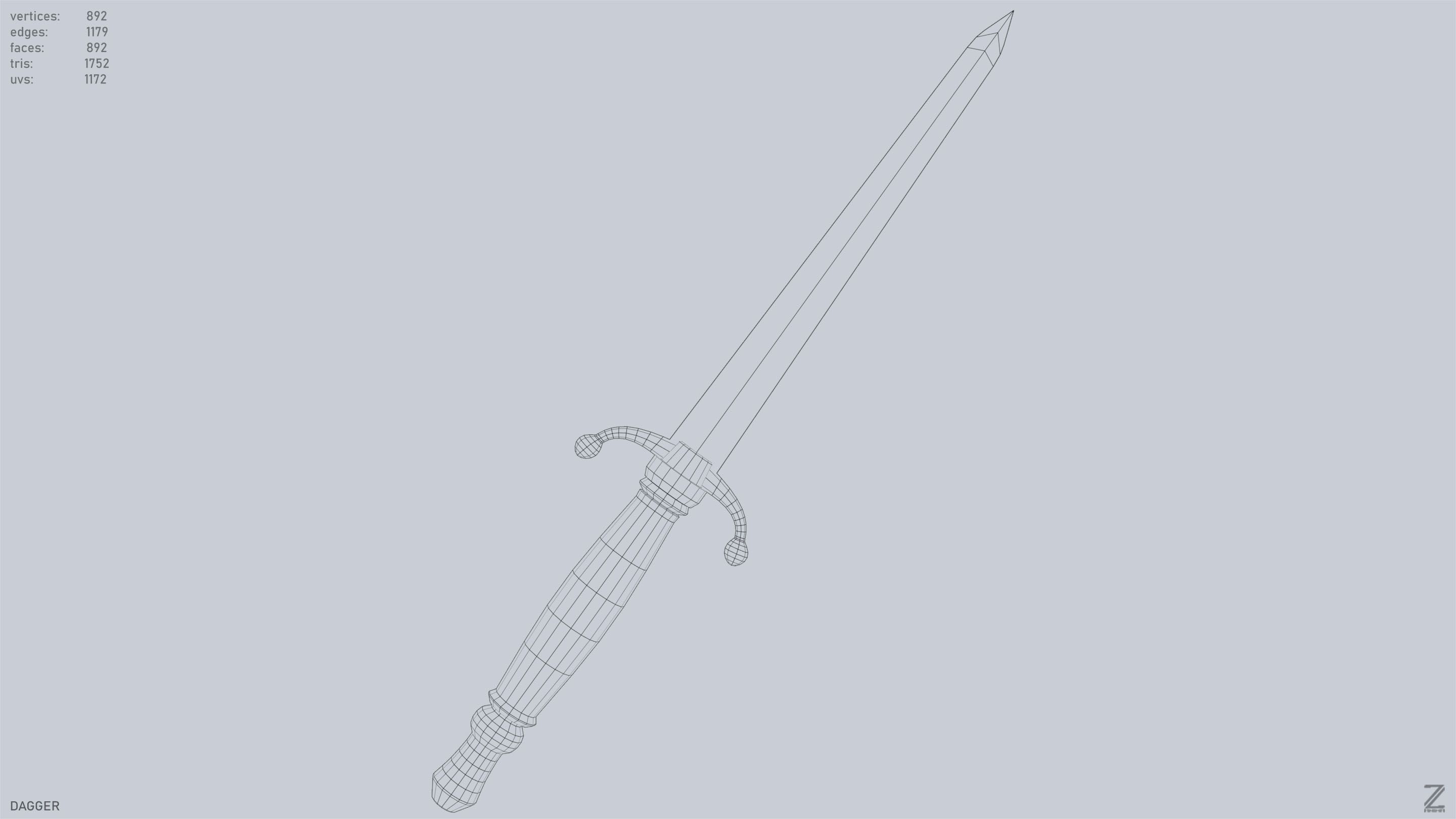Dagger Low-poly 3D model_12