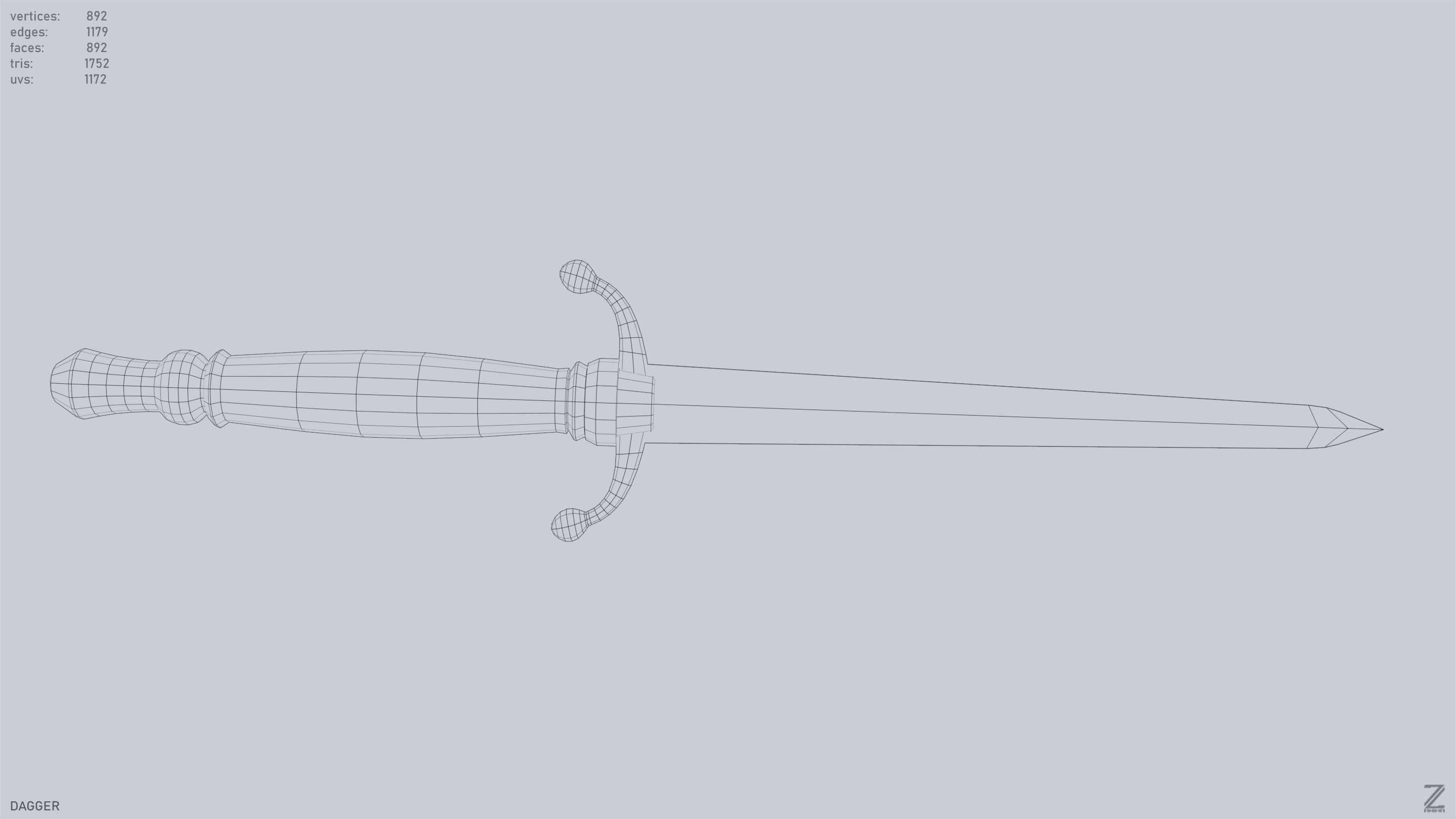 Dagger Low-poly 3D model_13