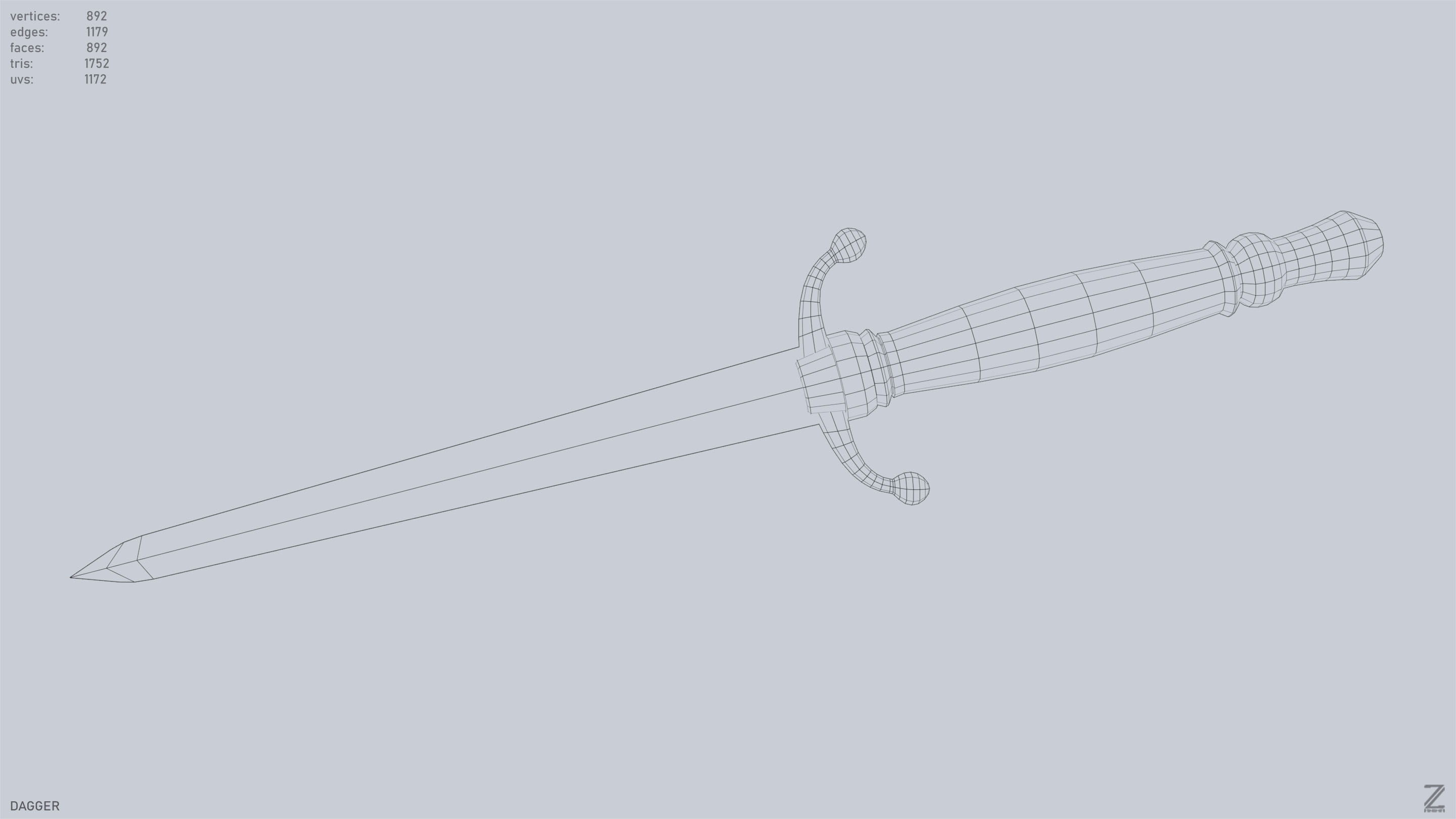 Dagger Low-poly 3D model_15