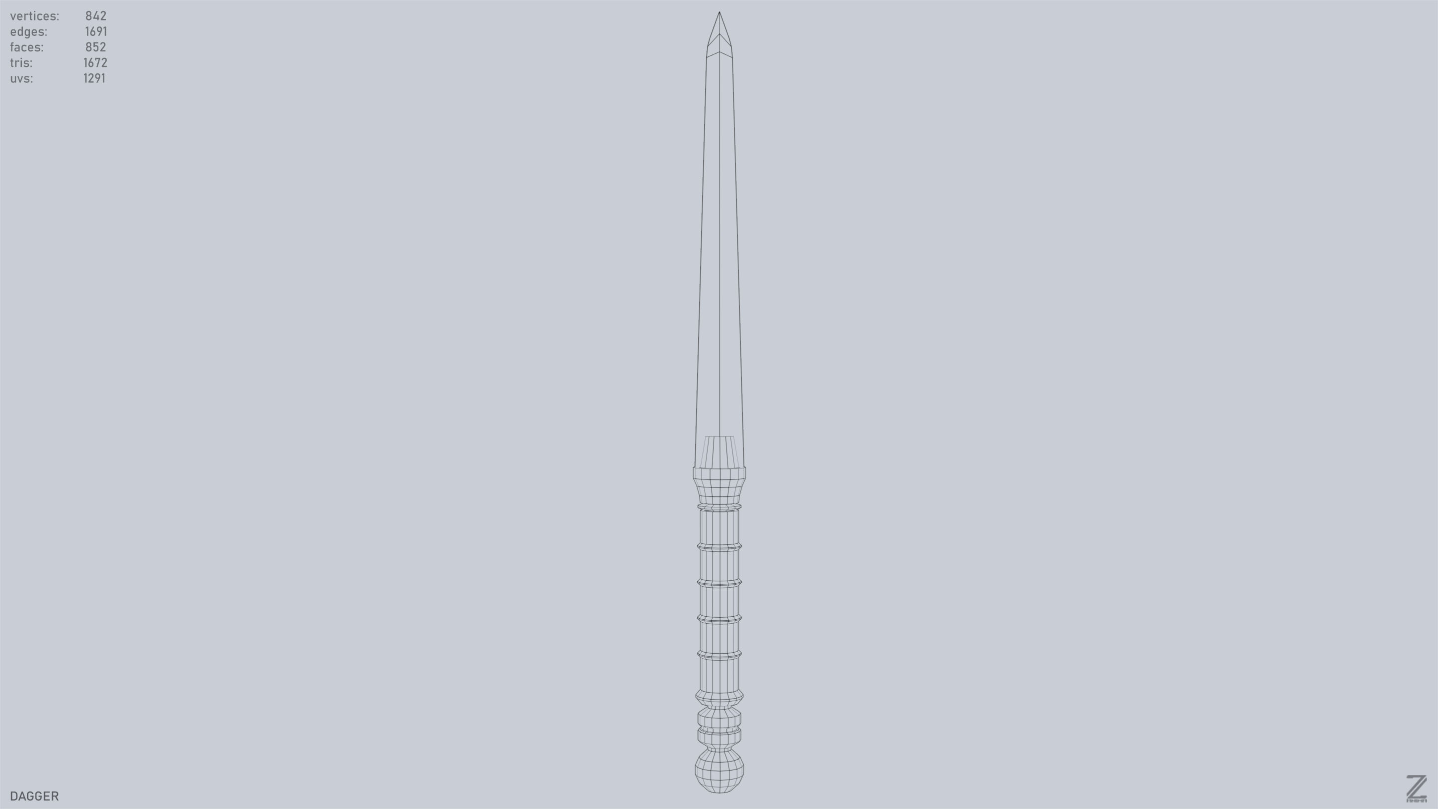 Dagger Low-poly 3D model_9
