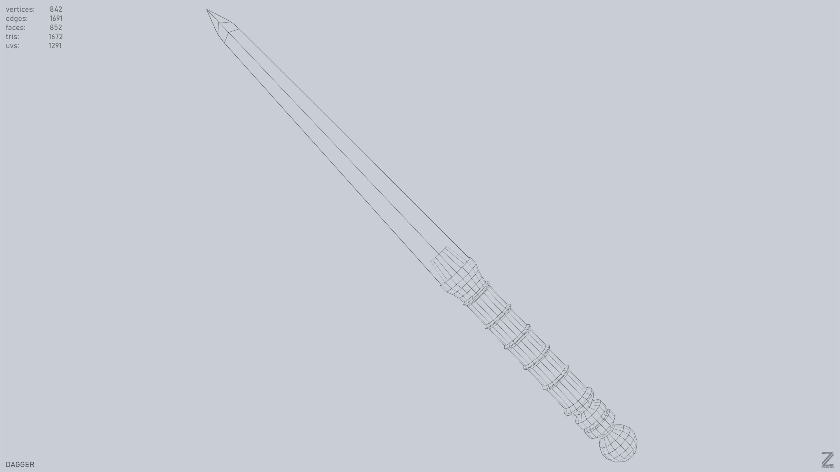 Dagger Low-poly 3D model_10
