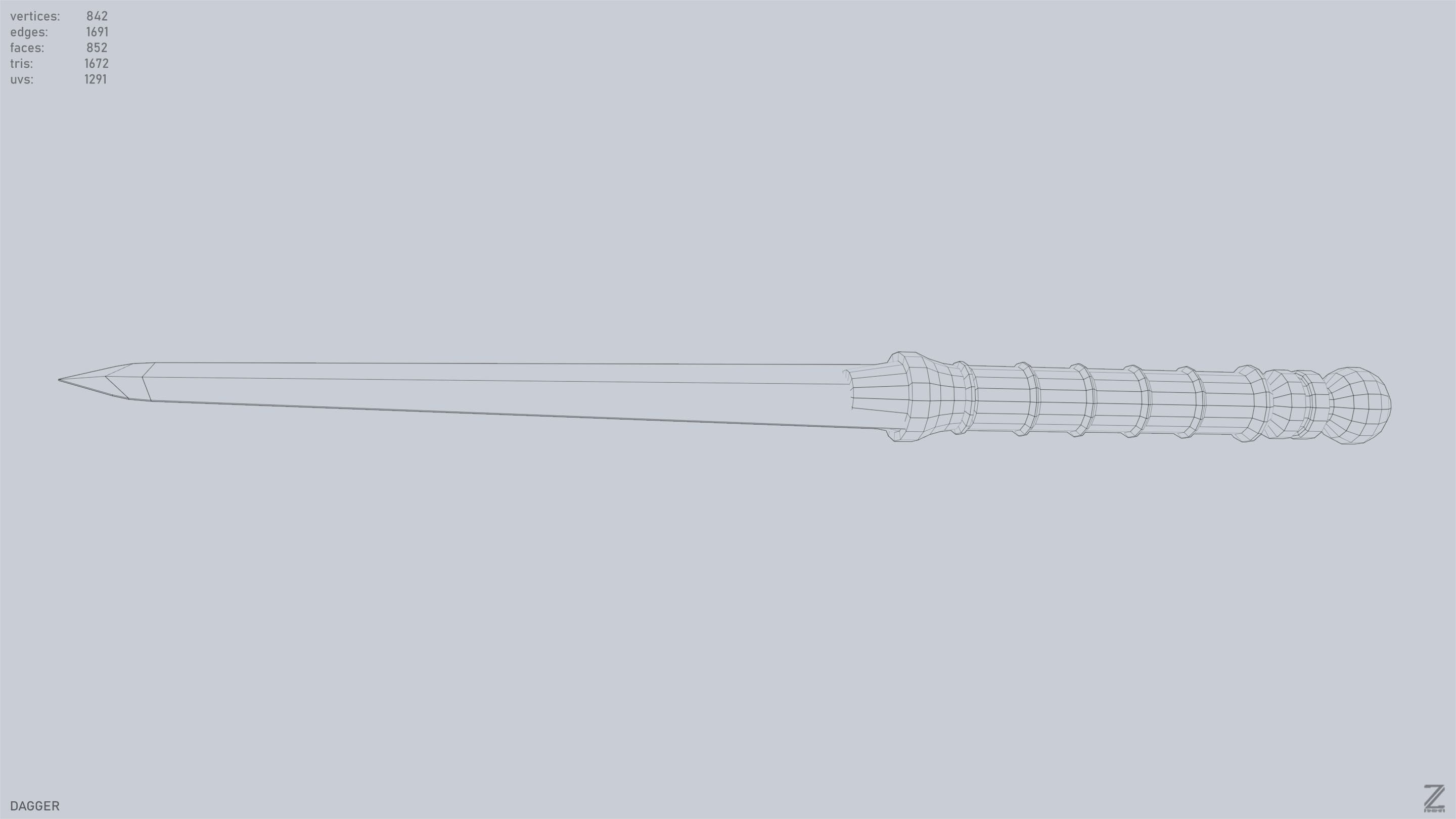 Dagger Low-poly 3D model_13