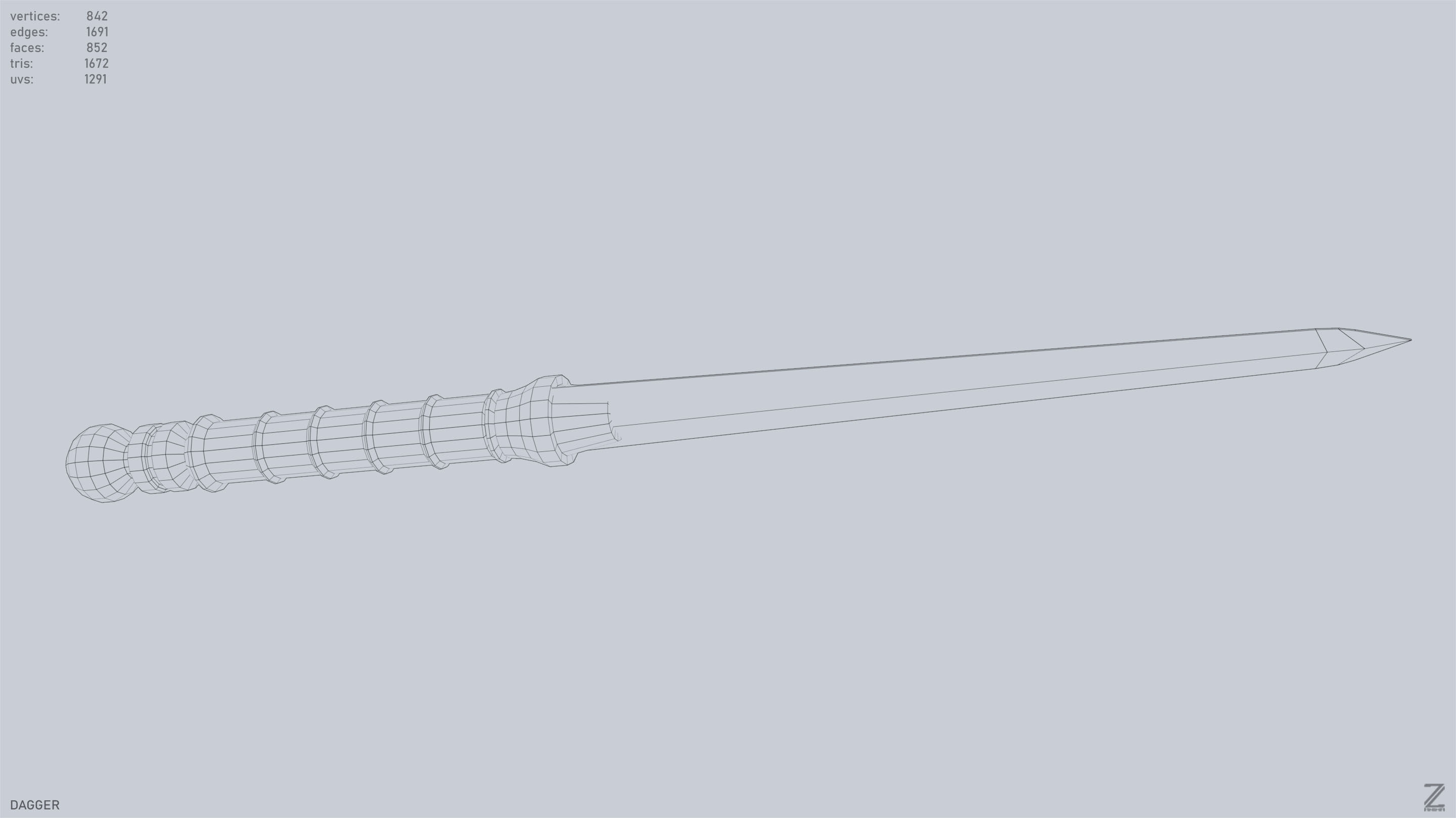 Dagger Low-poly 3D model_11